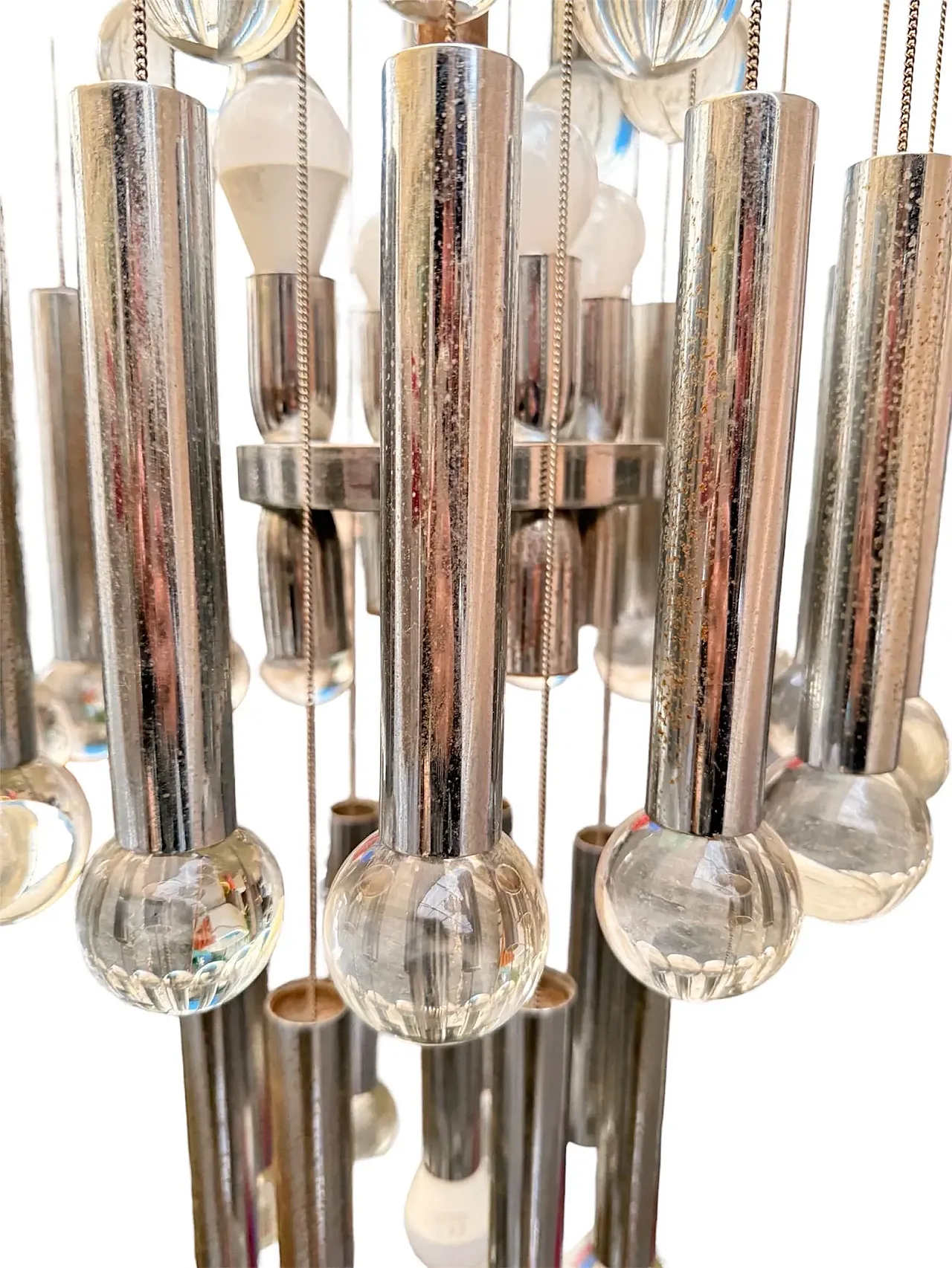 Glass ball chandelier by Gaetano Sciolari, 1960s 9