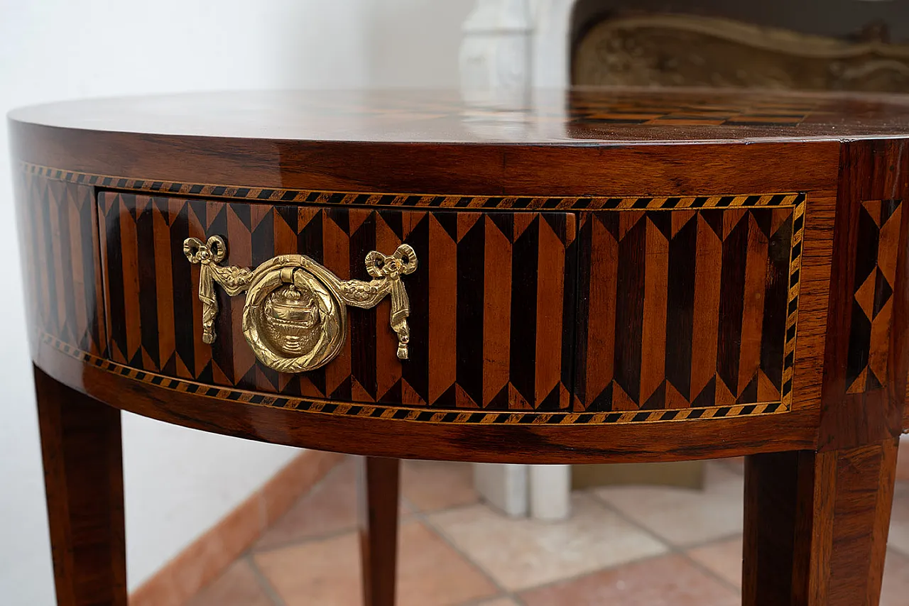 Napoleon III coffee table in precious exotic woods, 19th century 4