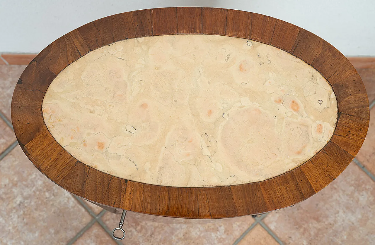 Louis XVI Neapolitan bedside table in polychrome wood, 19th century 4