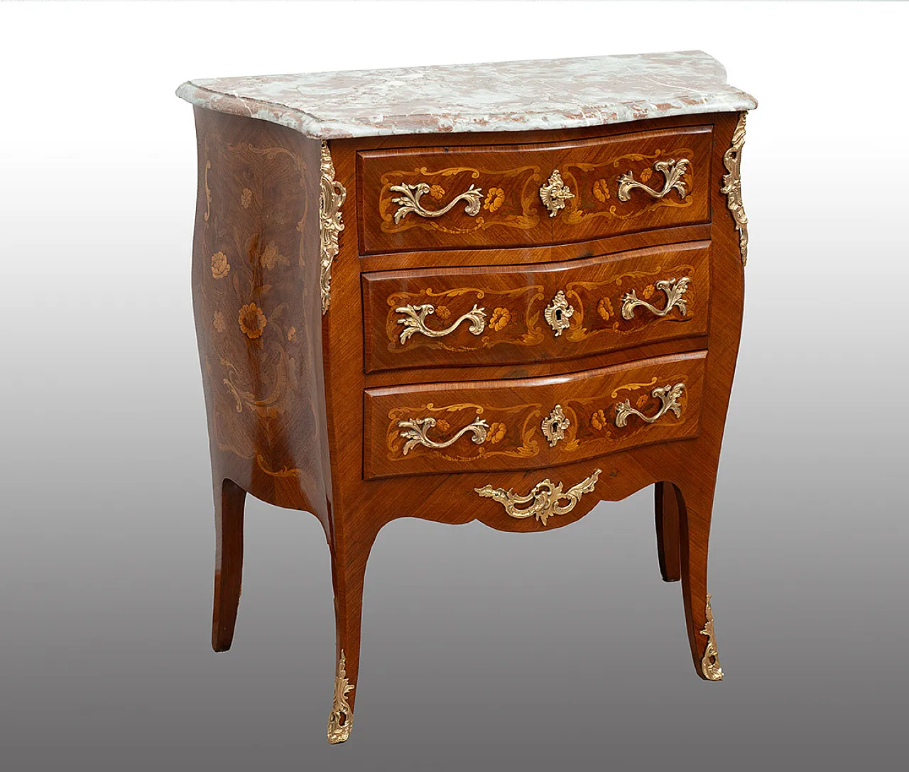 Napoleon III chest of drawers in wood with marble top, 19th century 1