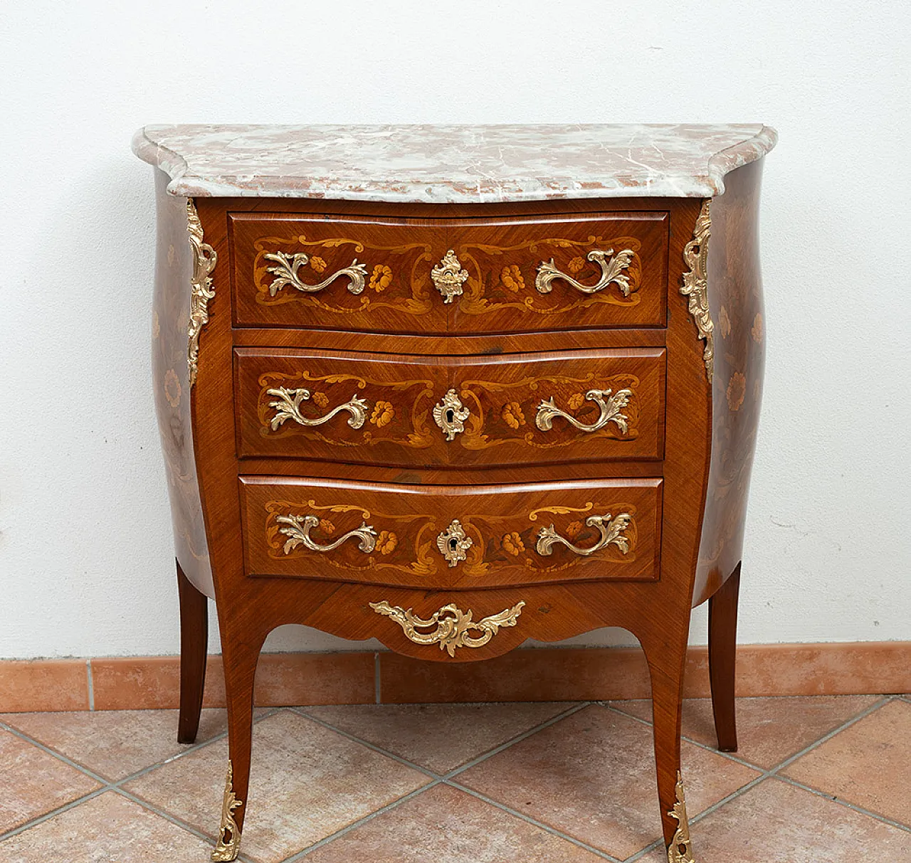 Napoleon III chest of drawers in wood with marble top, 19th century 2