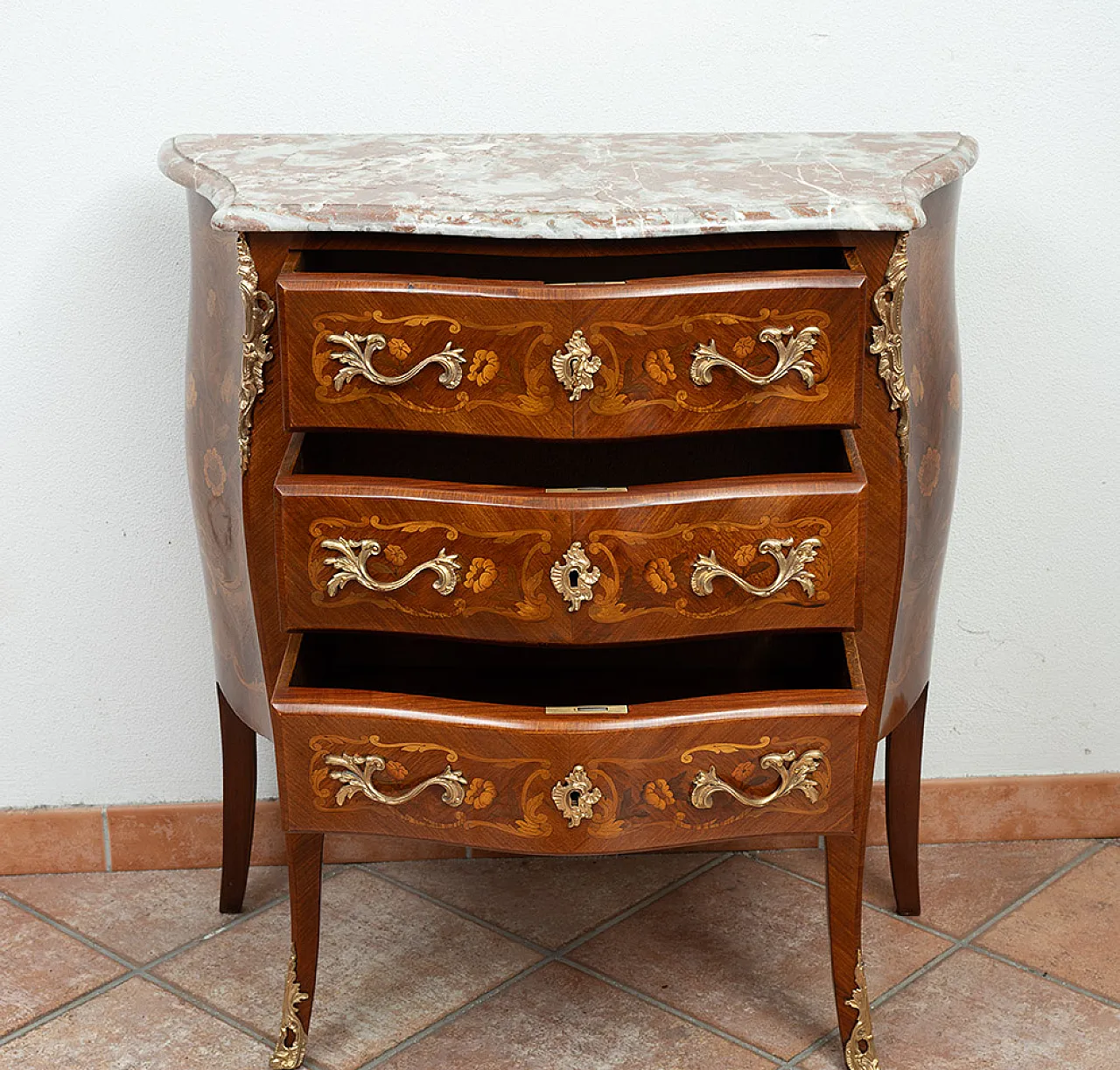 Napoleon III chest of drawers in wood with marble top, 19th century 3
