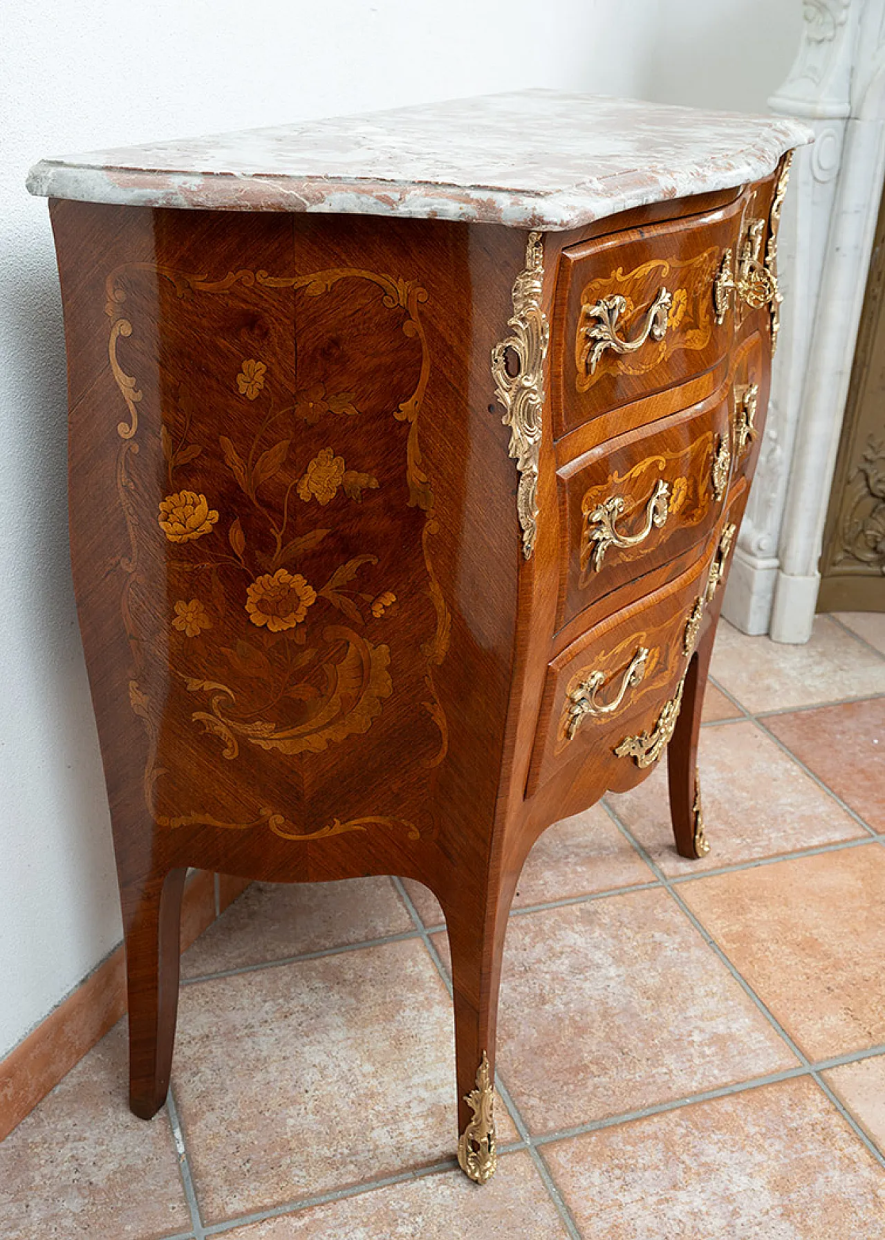 Napoleon III chest of drawers in wood with marble top, 19th century 5