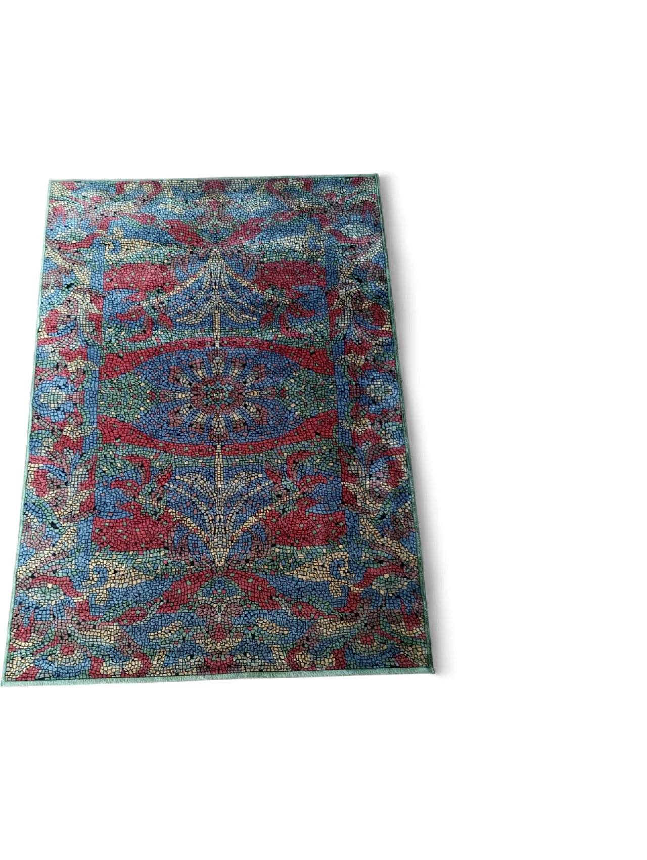 Tappeto in lana con disegno mosaico, anni ’90 11