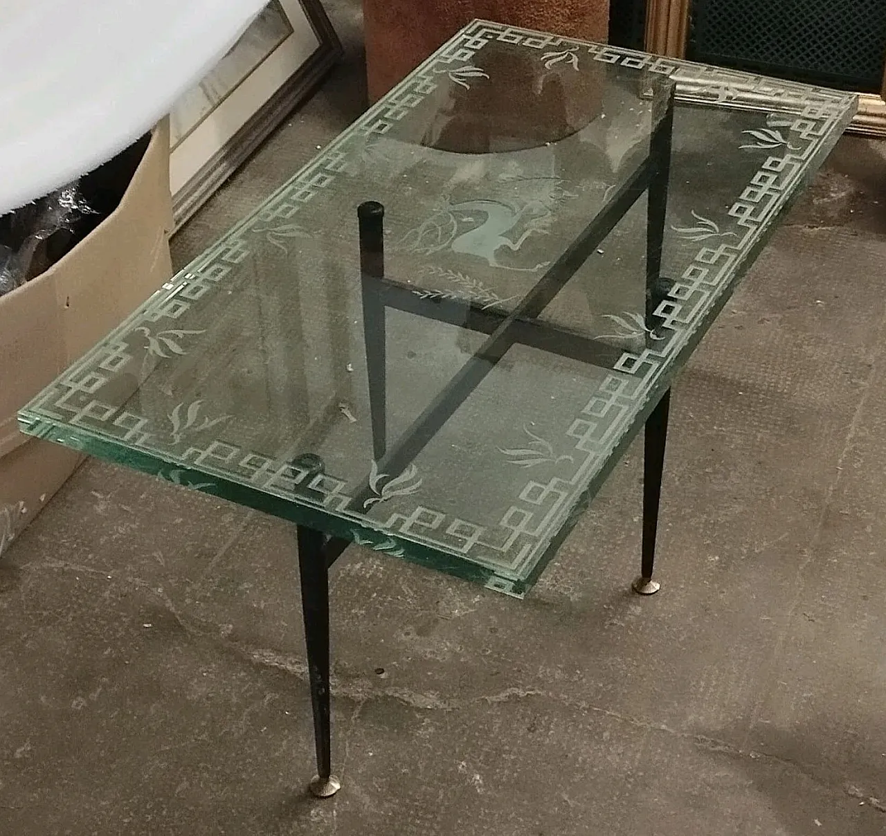 Tavolino in vetro molato di Gió Ponti Ferro, anni '50 1