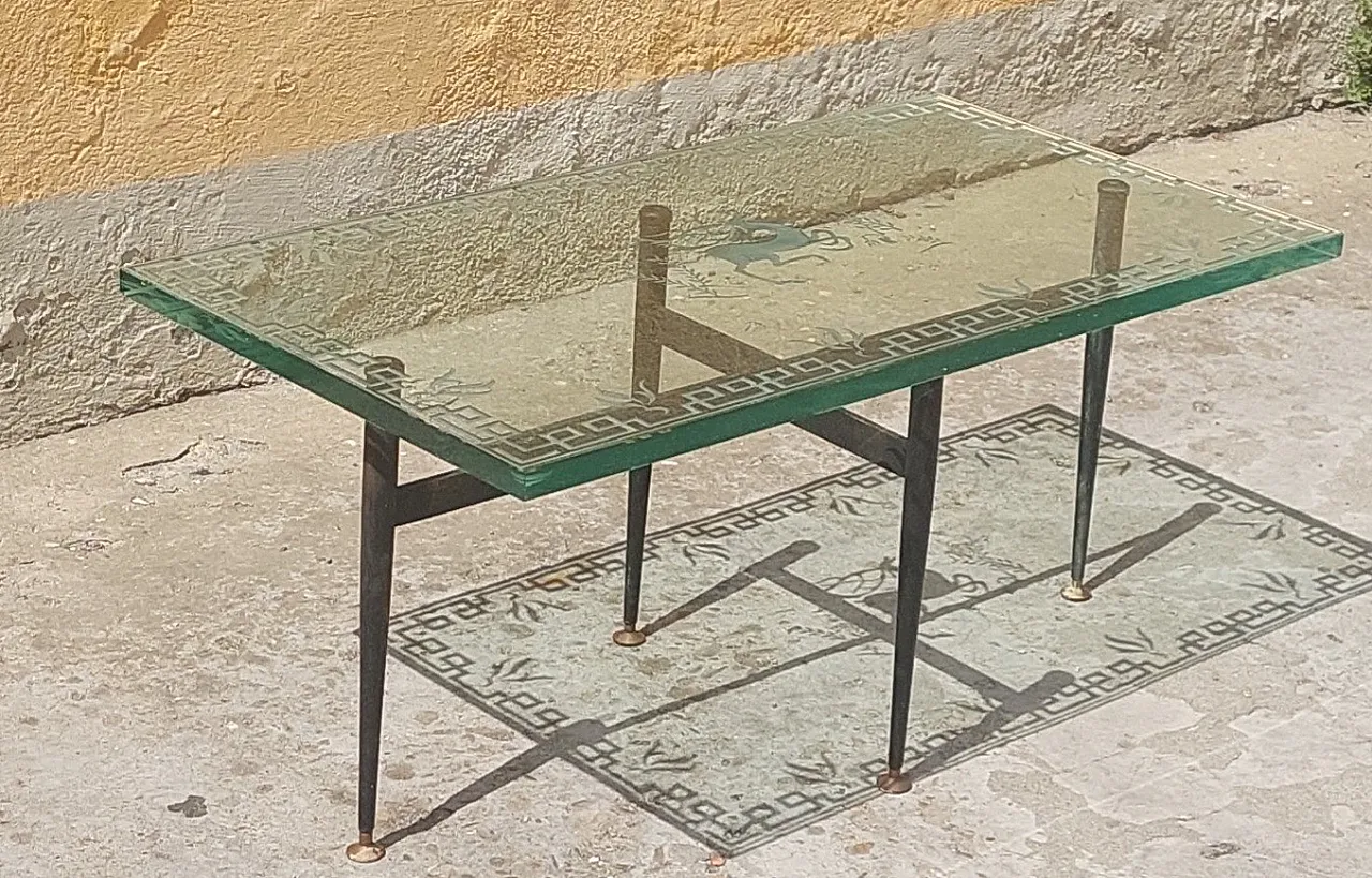 Tavolino in vetro molato di Gió Ponti Ferro, anni '50 3