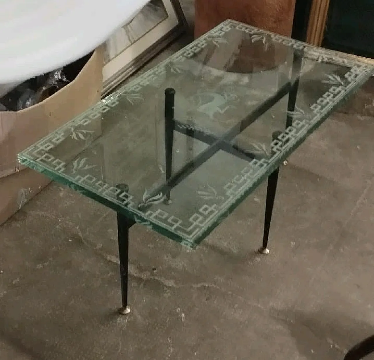 Tavolino in vetro molato di Gió Ponti Ferro, anni '50 11