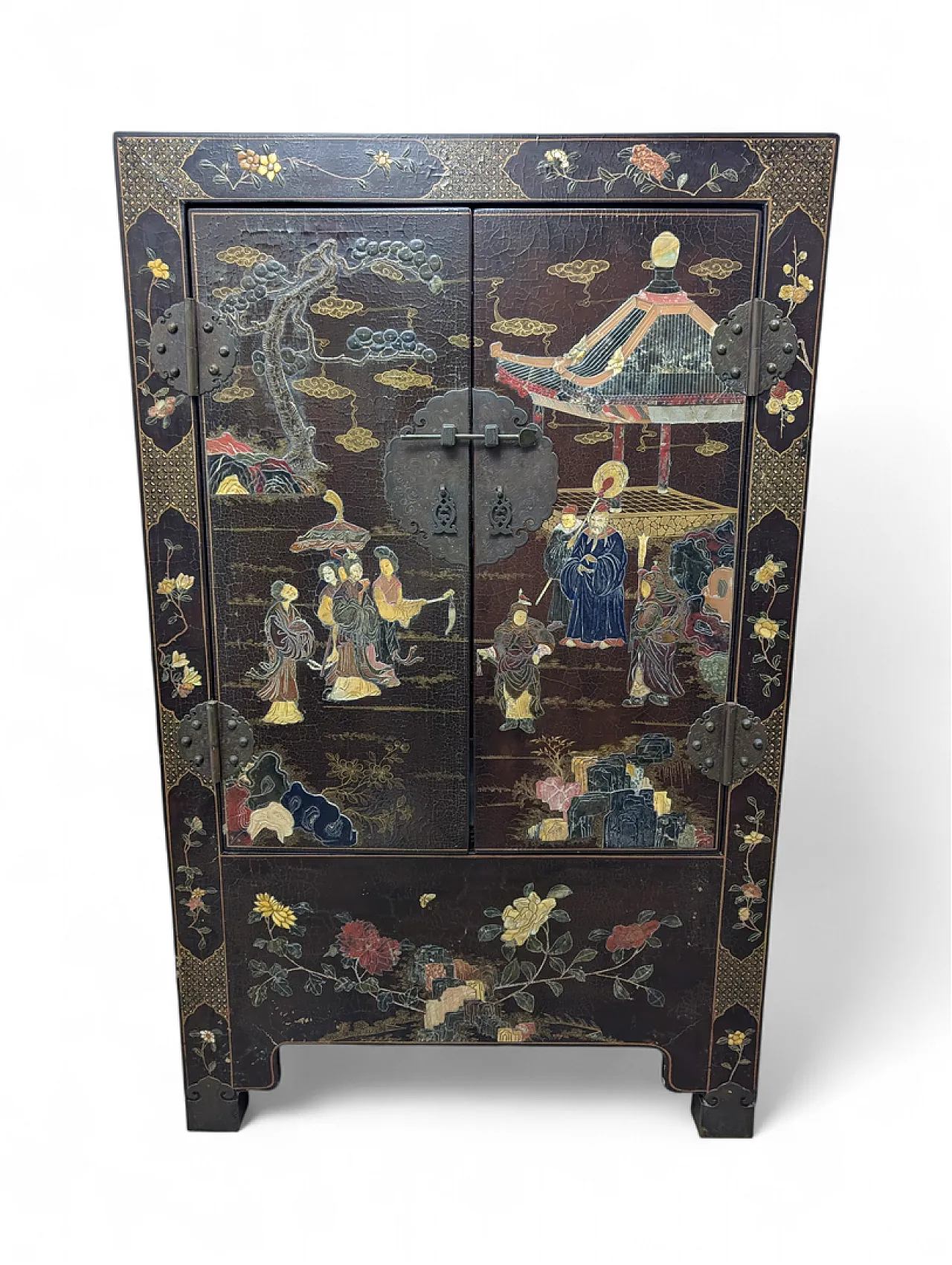 Mobile bar cinese artigianale con illuminazione, metà '900 1