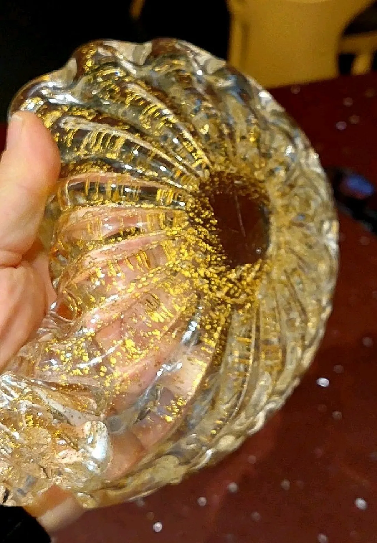 Murano glass bowl with gold flakes, 1960s 6