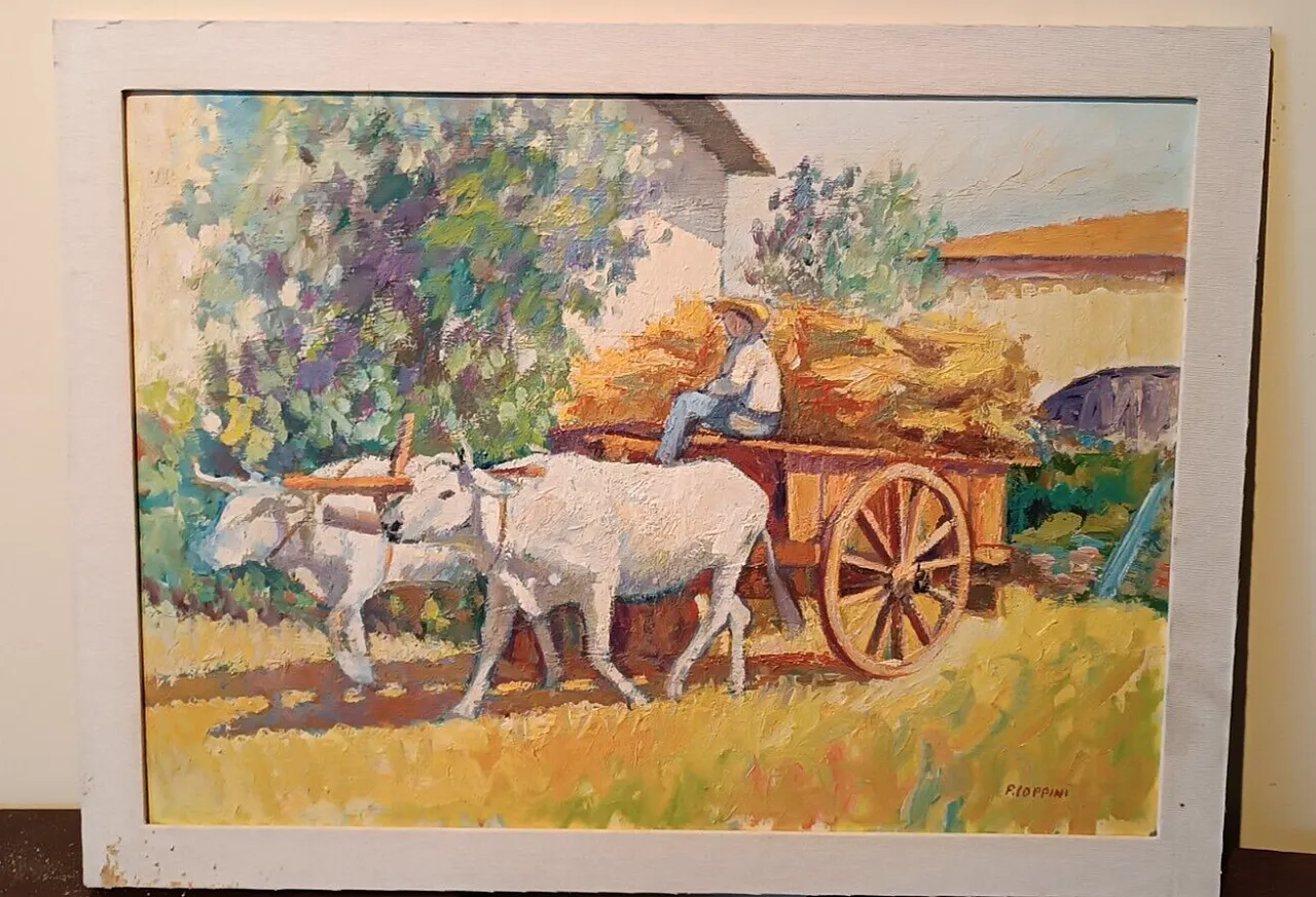 Campagna toscana di P. Coppini, olio su faesite, fine '900 1