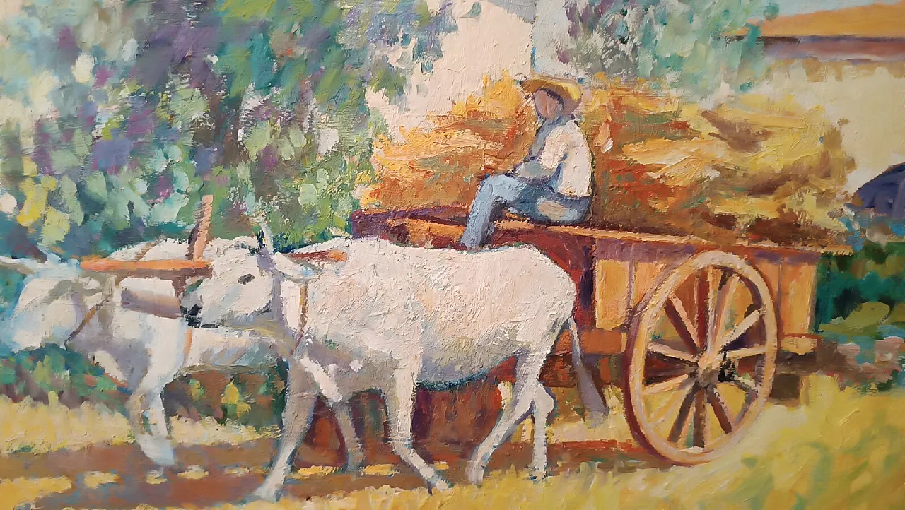 Campagna toscana di P. Coppini, olio su faesite, fine '900 4
