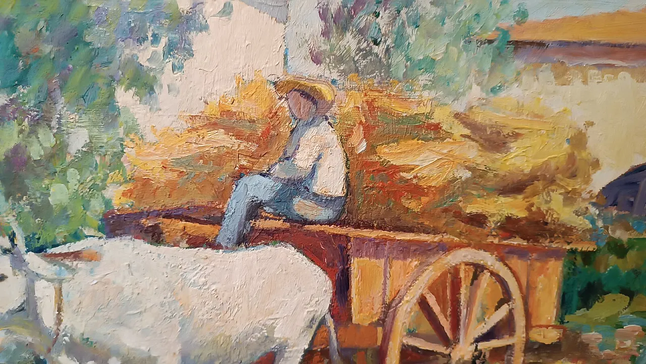 Campagna toscana di P. Coppini, olio su faesite, fine '900 5