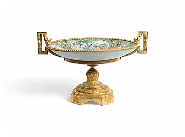 Centrotavola Napoleone III in bronzo dorato e porcellana Imari, '800