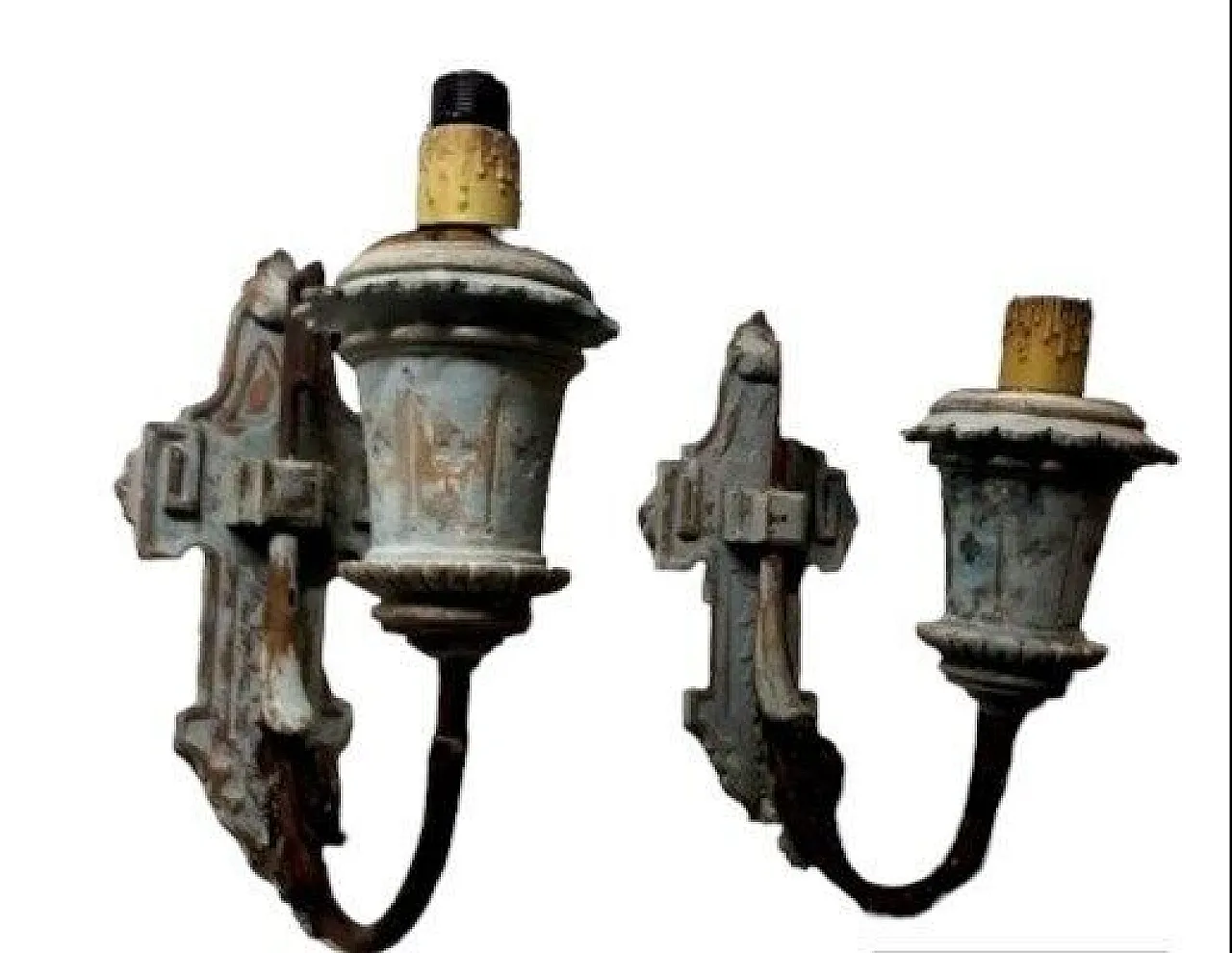 Coppia di applique in legno laccato, '800 1