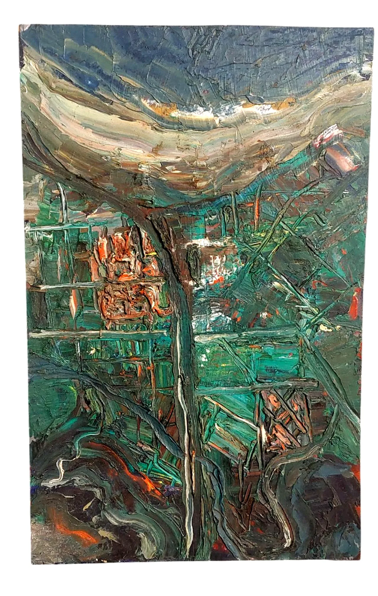 Raffaello Giannelli, olio su tavola astratto, '900 2