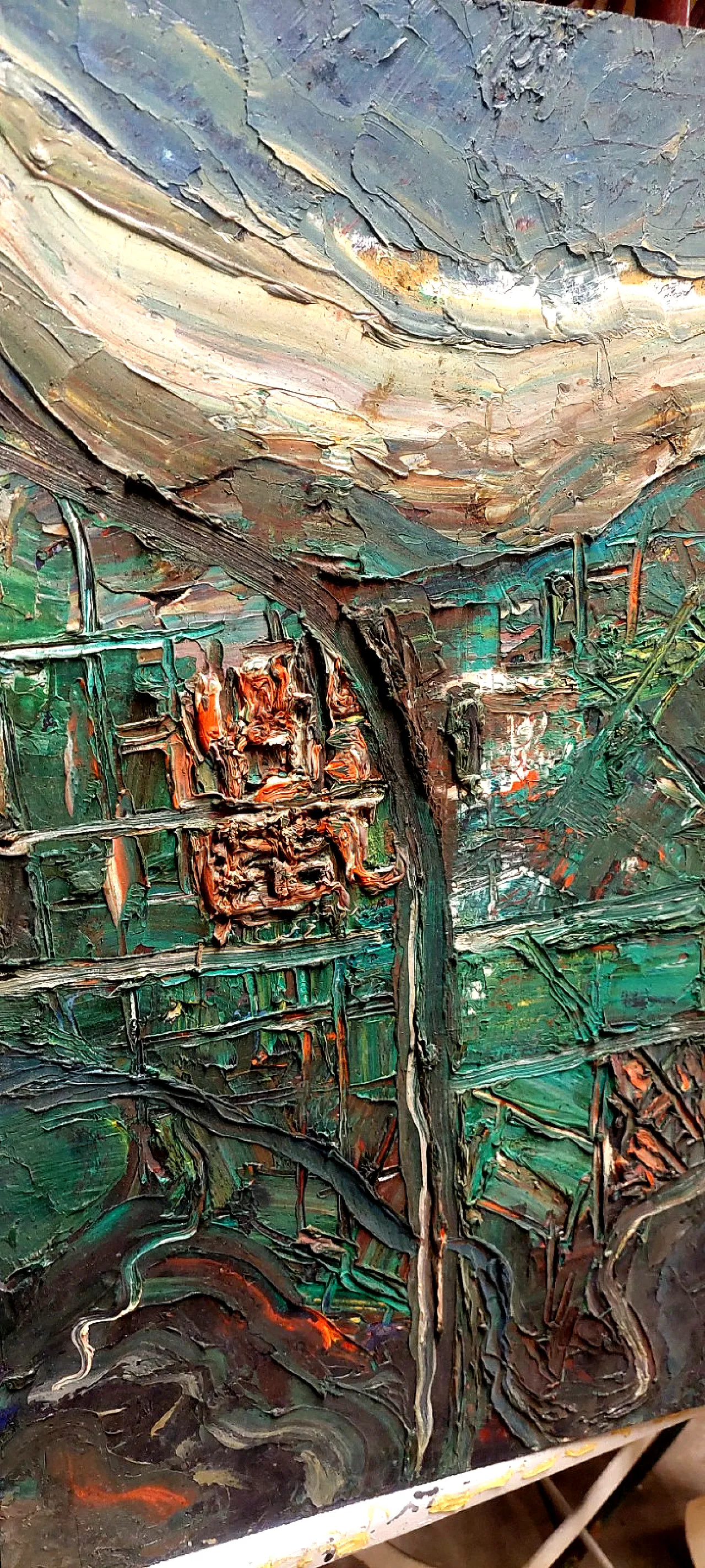 Raffaello Giannelli, olio su tavola astratto, '900 11