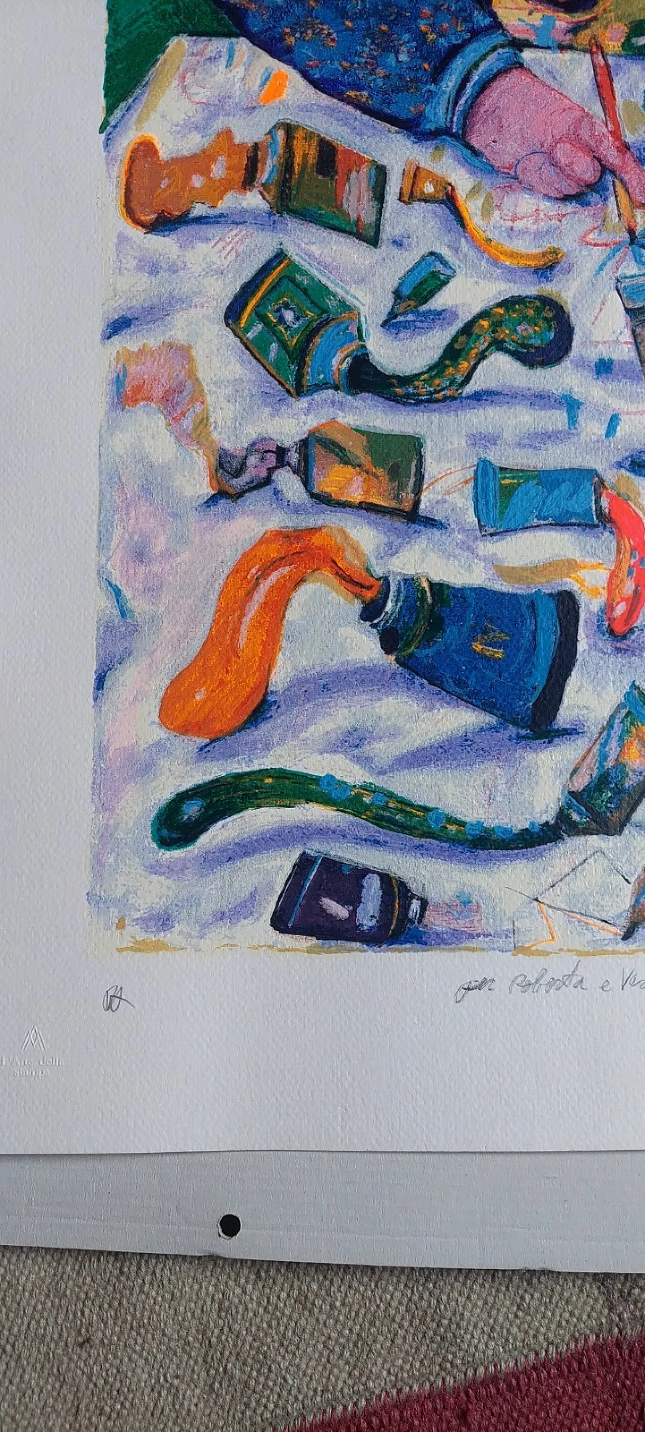 A Painter in the Woods by Antonio Possenti, silkscreen, 20th century 6