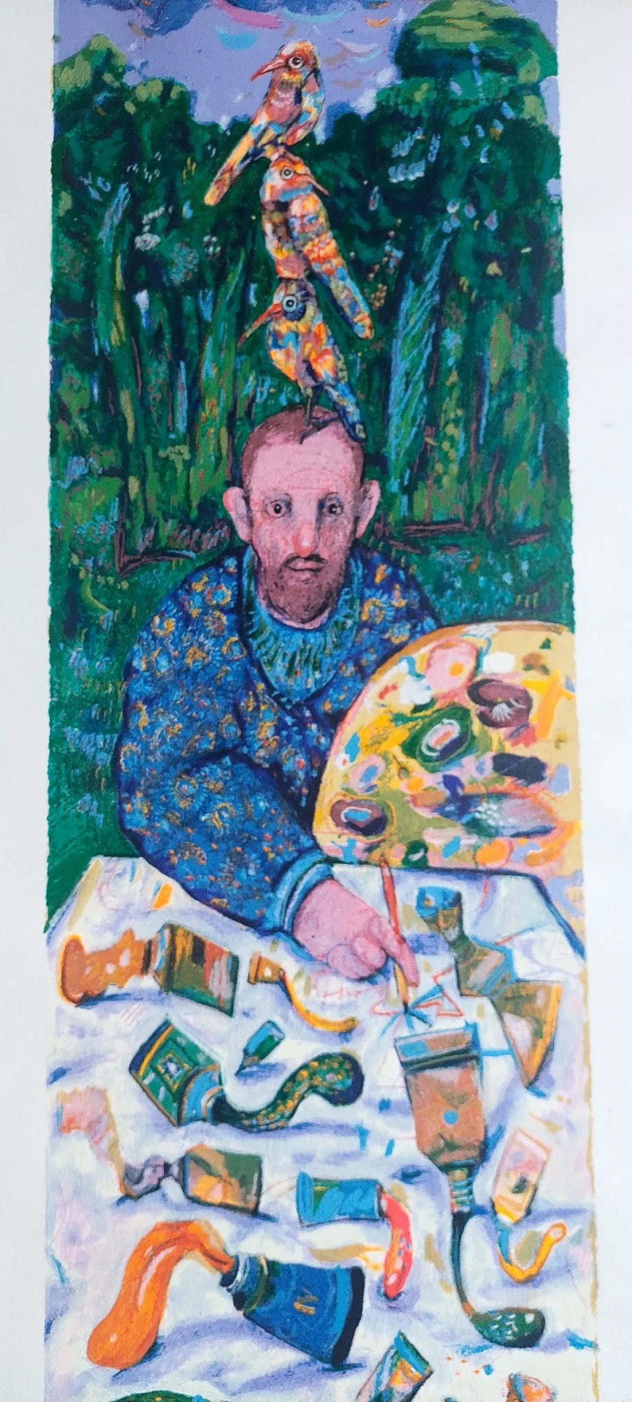 A Painter in the Woods by Antonio Possenti, silkscreen, 20th century 8