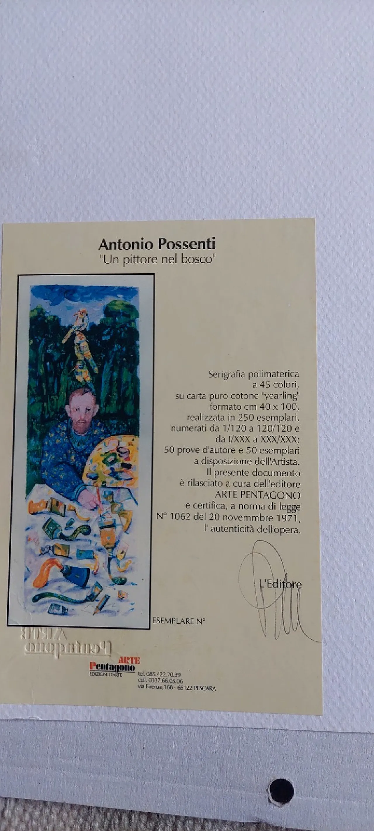 A Painter in the Woods by Antonio Possenti, silkscreen, 20th century 11