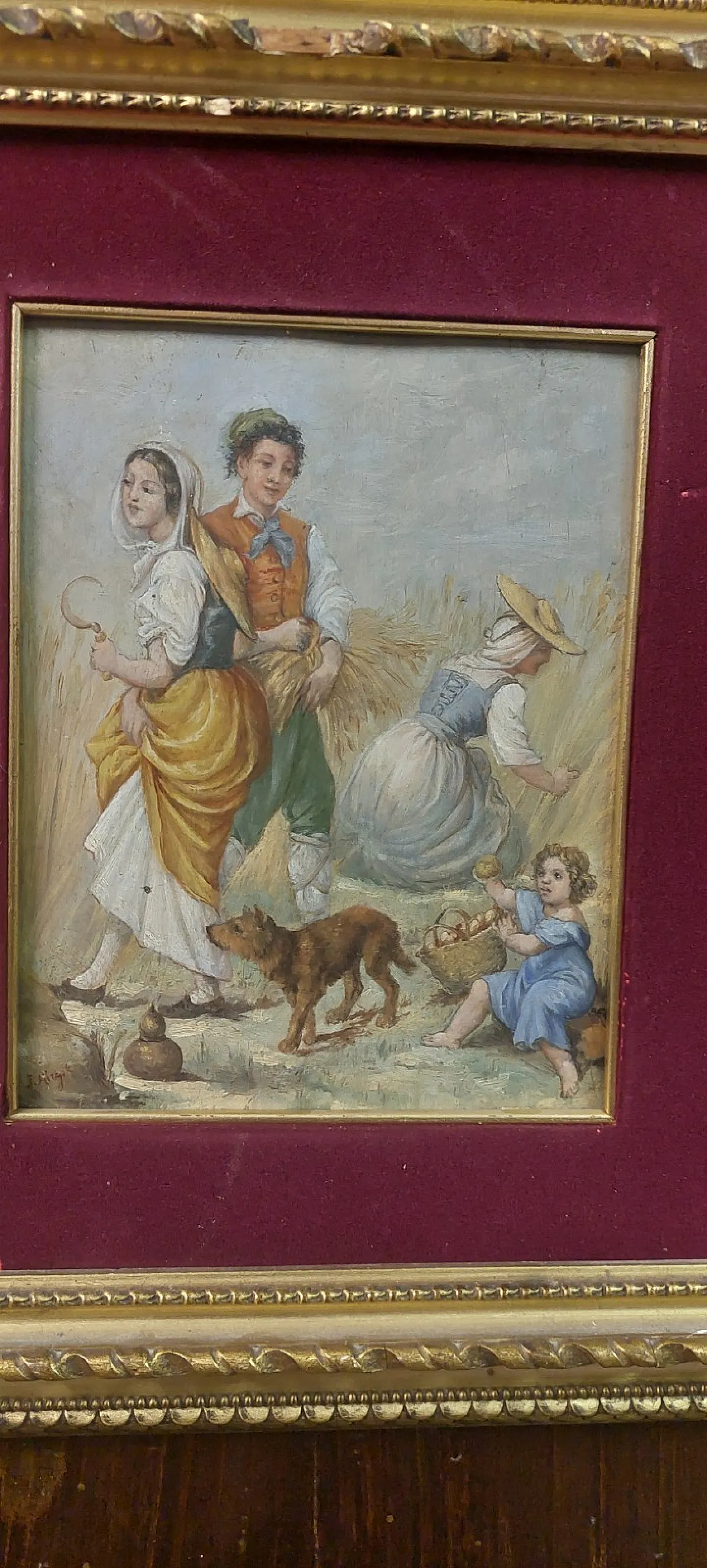 Scena contadina, olio su legno, metà '800 2