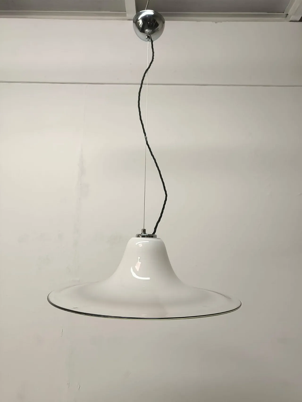 Sospensione a disco in vetro di Murano, anni '70 1