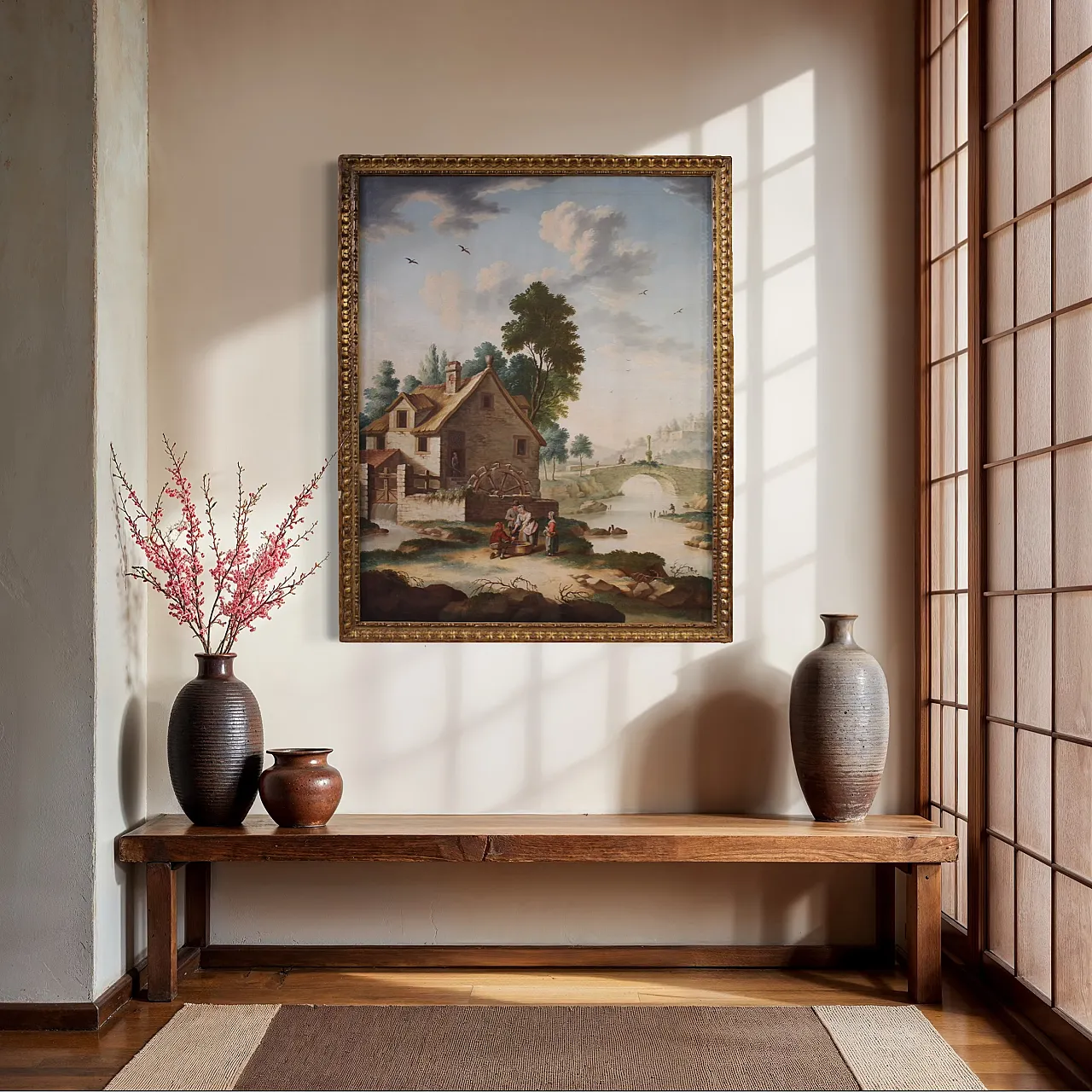 Quadro italiano paesaggio di campagna, '700 6