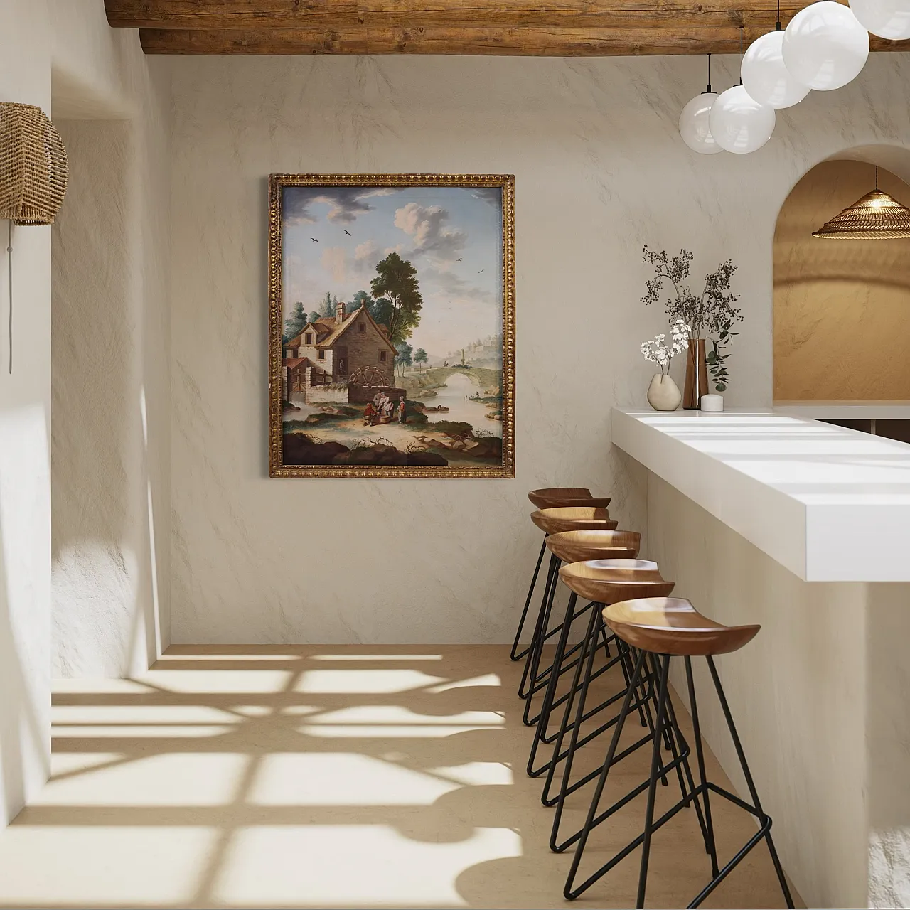 Quadro italiano paesaggio di campagna, '700 9