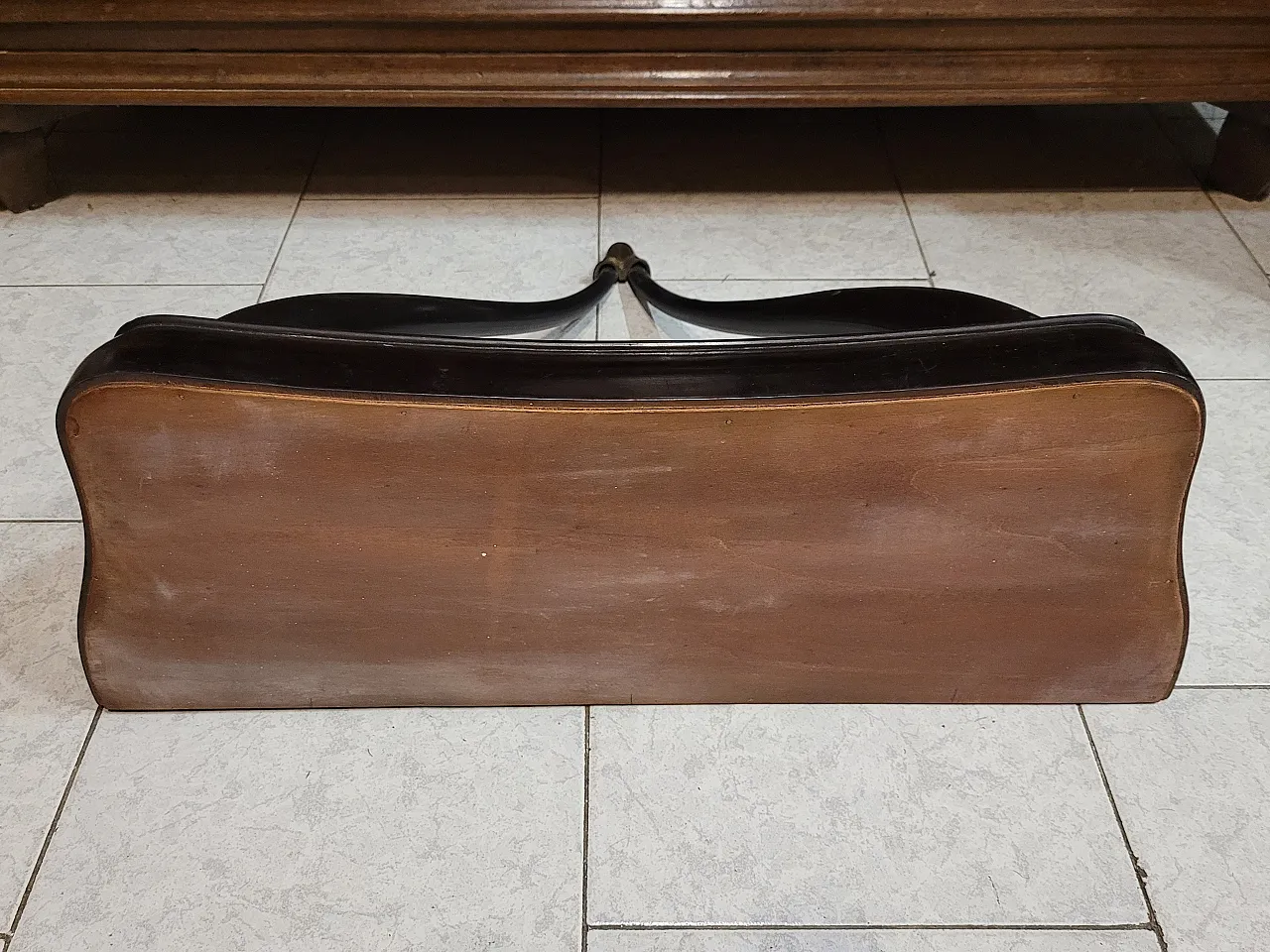 Wall console in ebonized wood and green marble, early 20th century 6