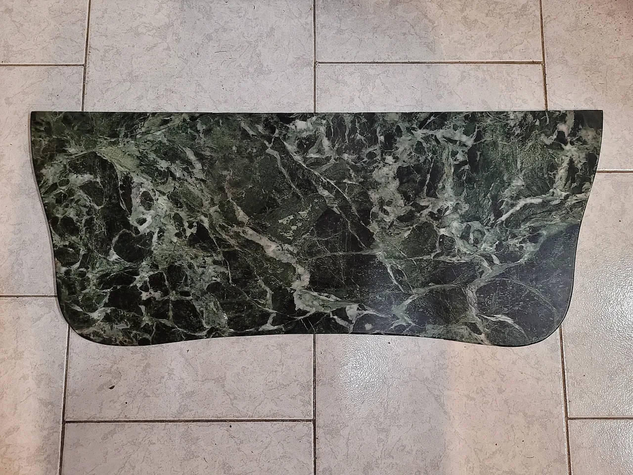 Wall console in ebonized wood and green marble, early 20th century 9