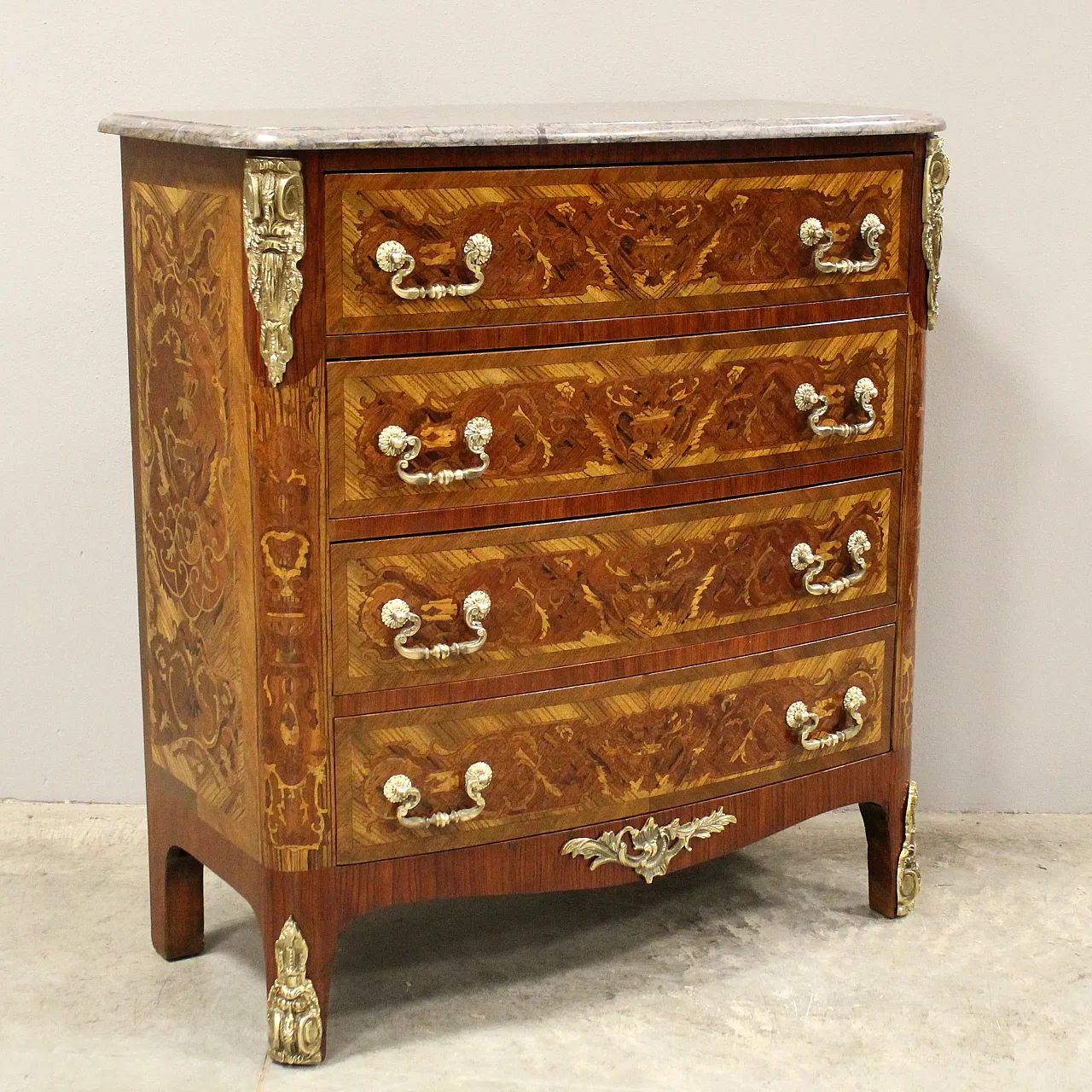 Napoleon III chest of drawers inlaid 19th century 1