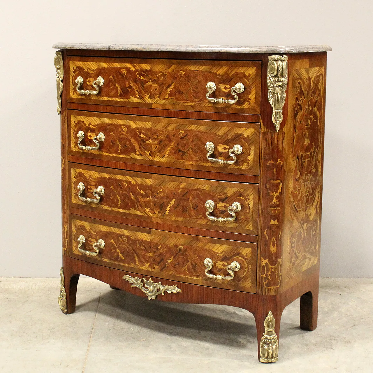 Napoleon III chest of drawers inlaid 19th century 2