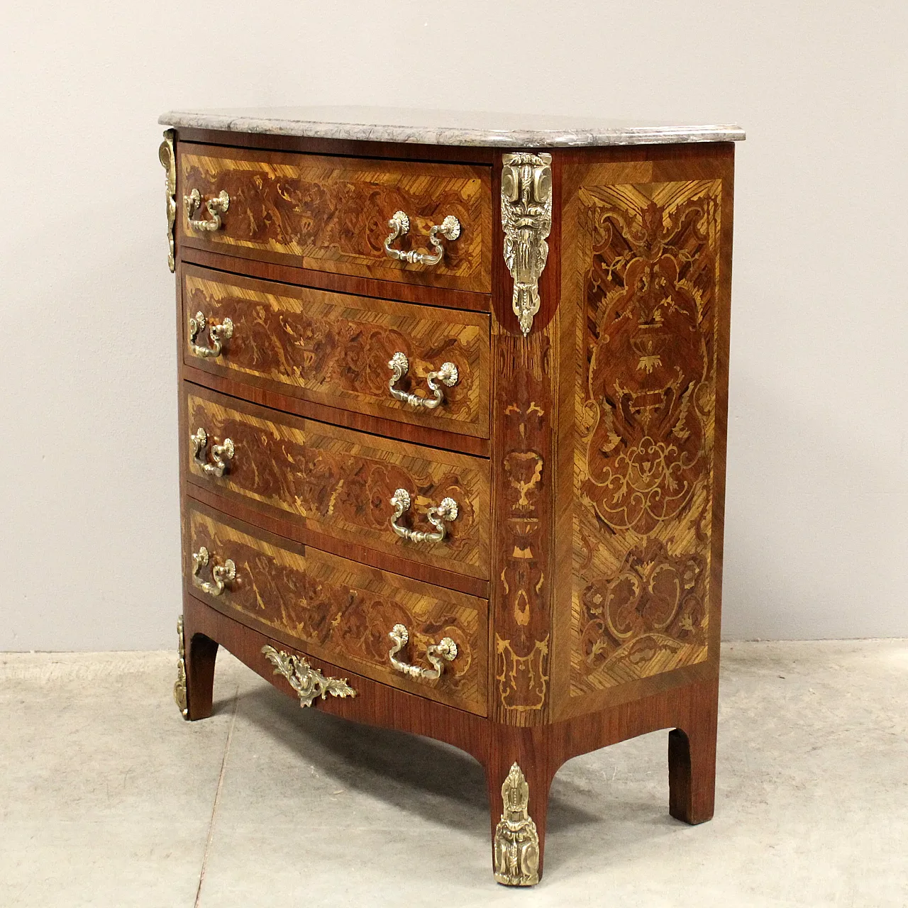 Napoleon III chest of drawers inlaid 19th century 4