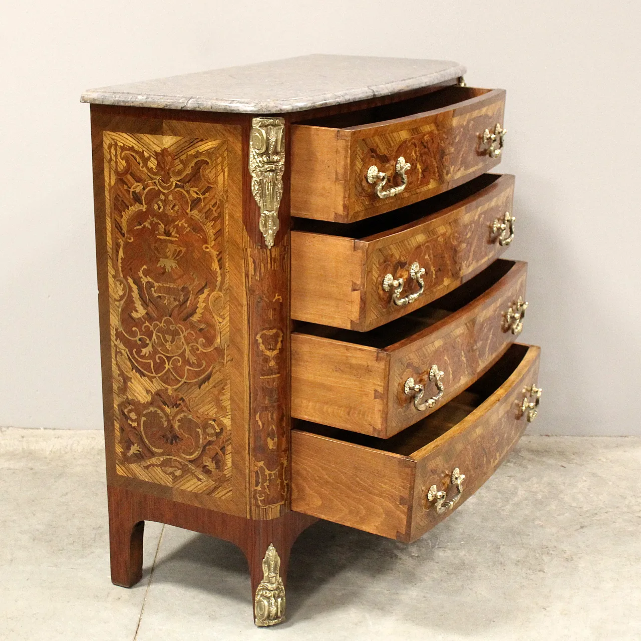 Napoleon III chest of drawers inlaid 19th century 5