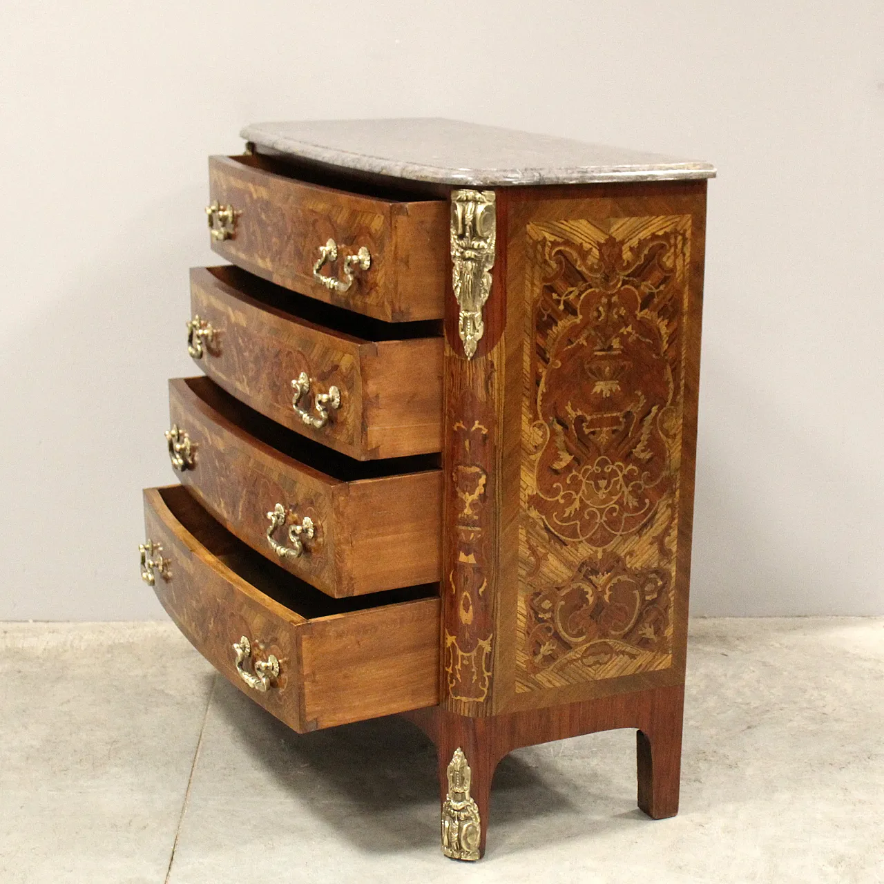 Napoleon III chest of drawers inlaid 19th century 6