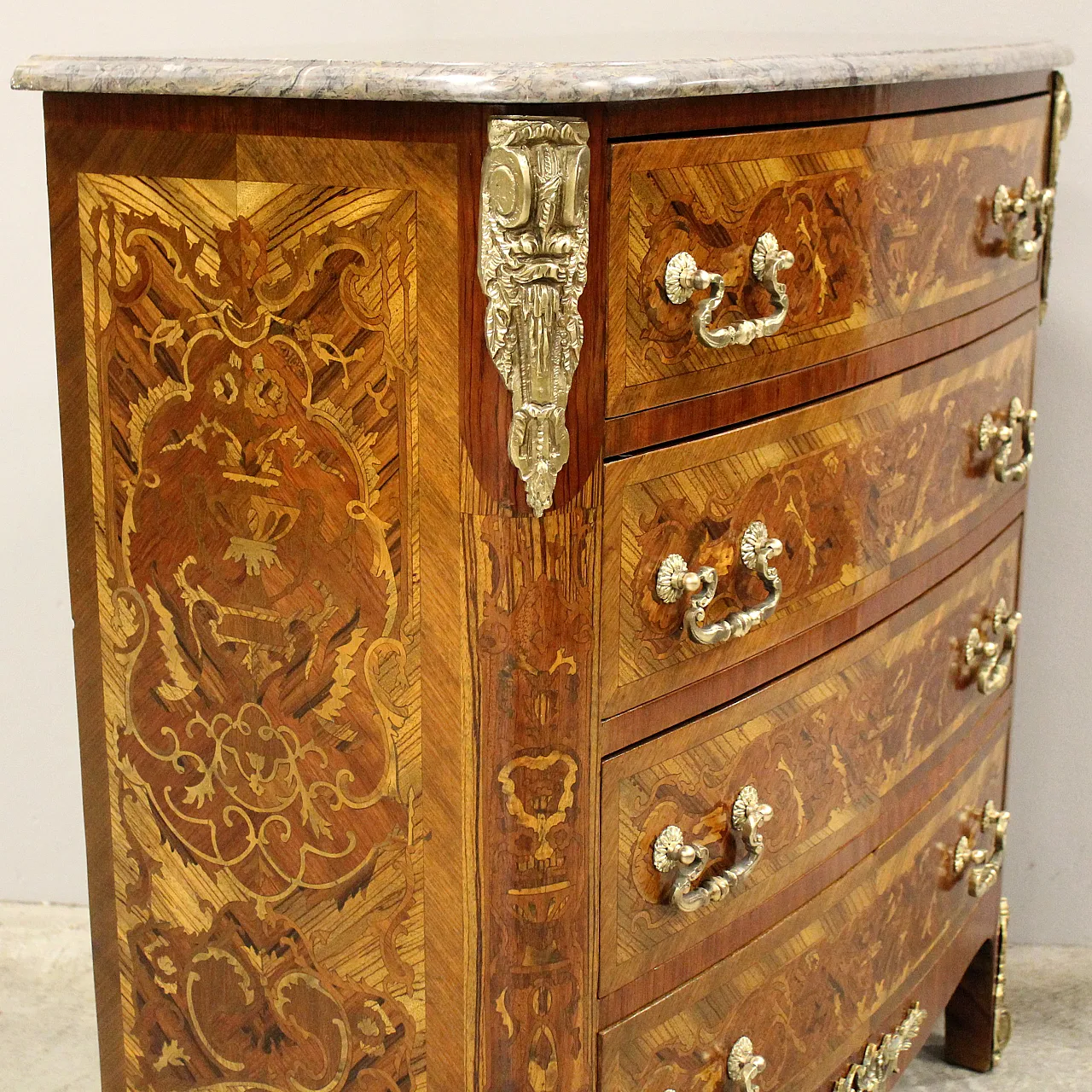 Napoleon III chest of drawers inlaid 19th century 7