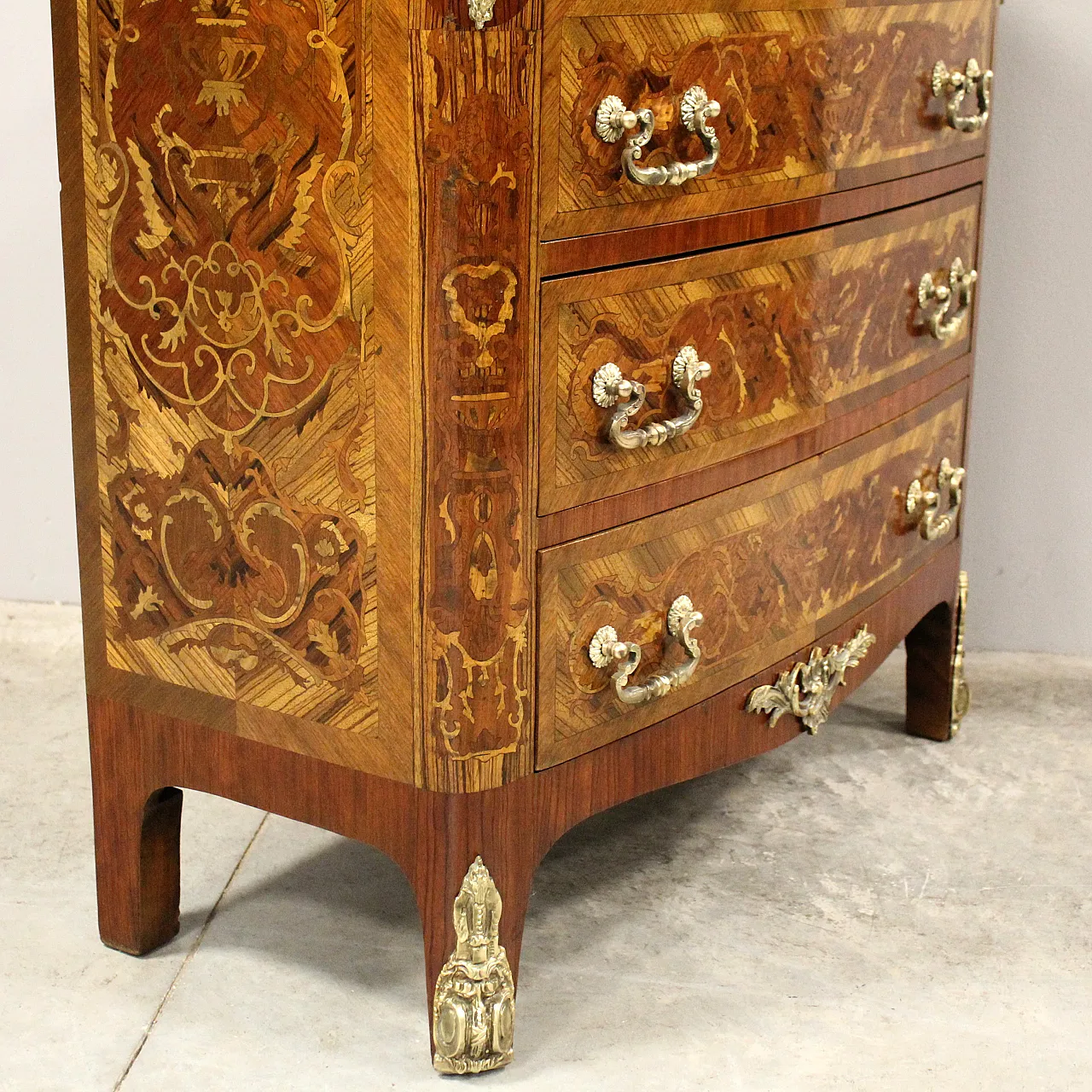 Napoleon III chest of drawers inlaid 19th century 9