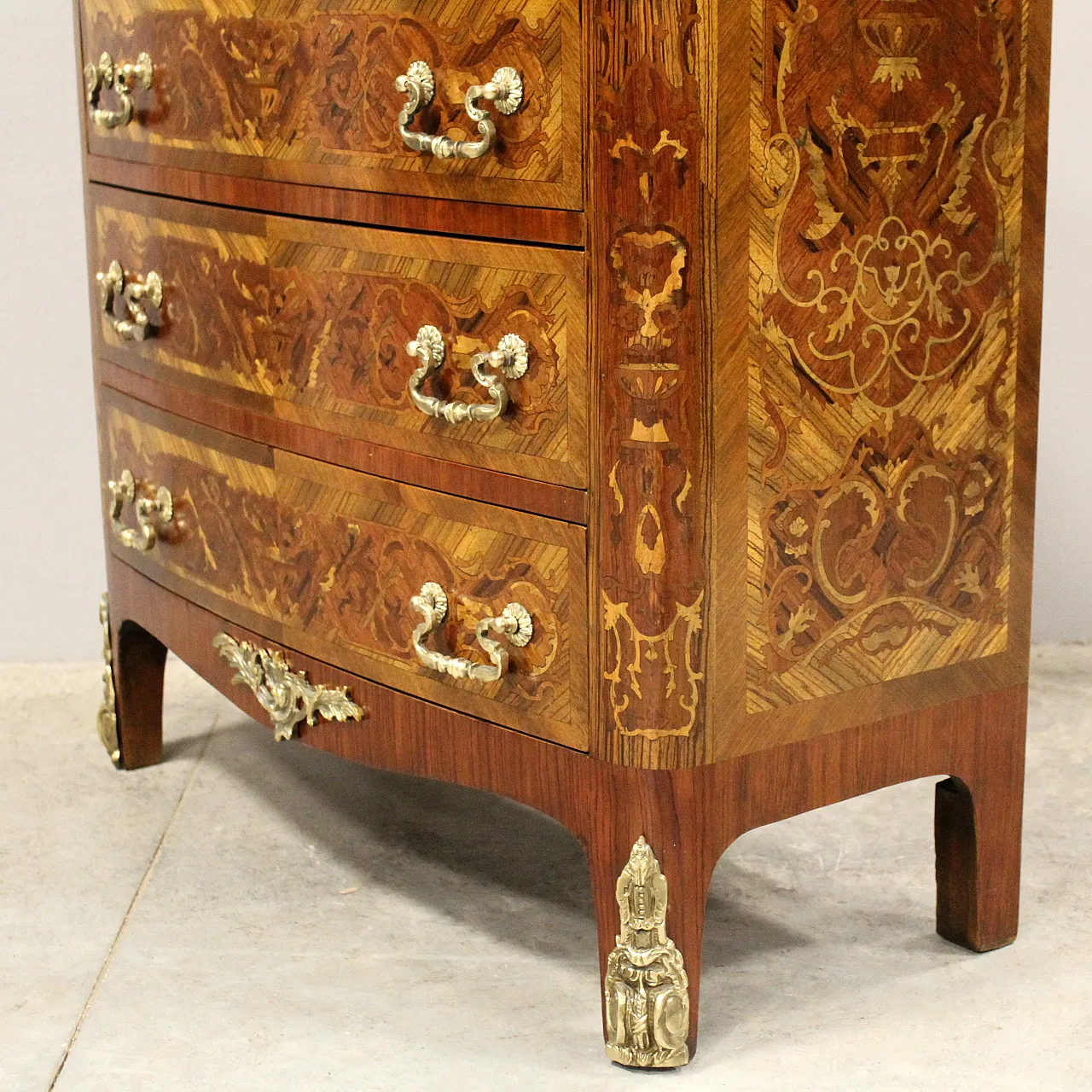 Napoleon III chest of drawers inlaid 19th century 10