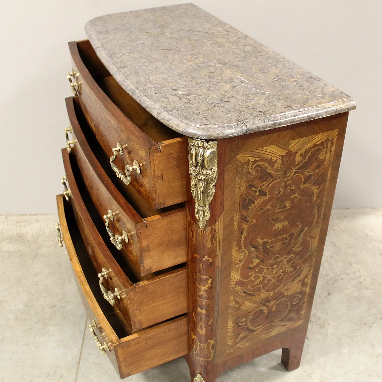Napoleon III chest of drawers inlaid 19th century 11