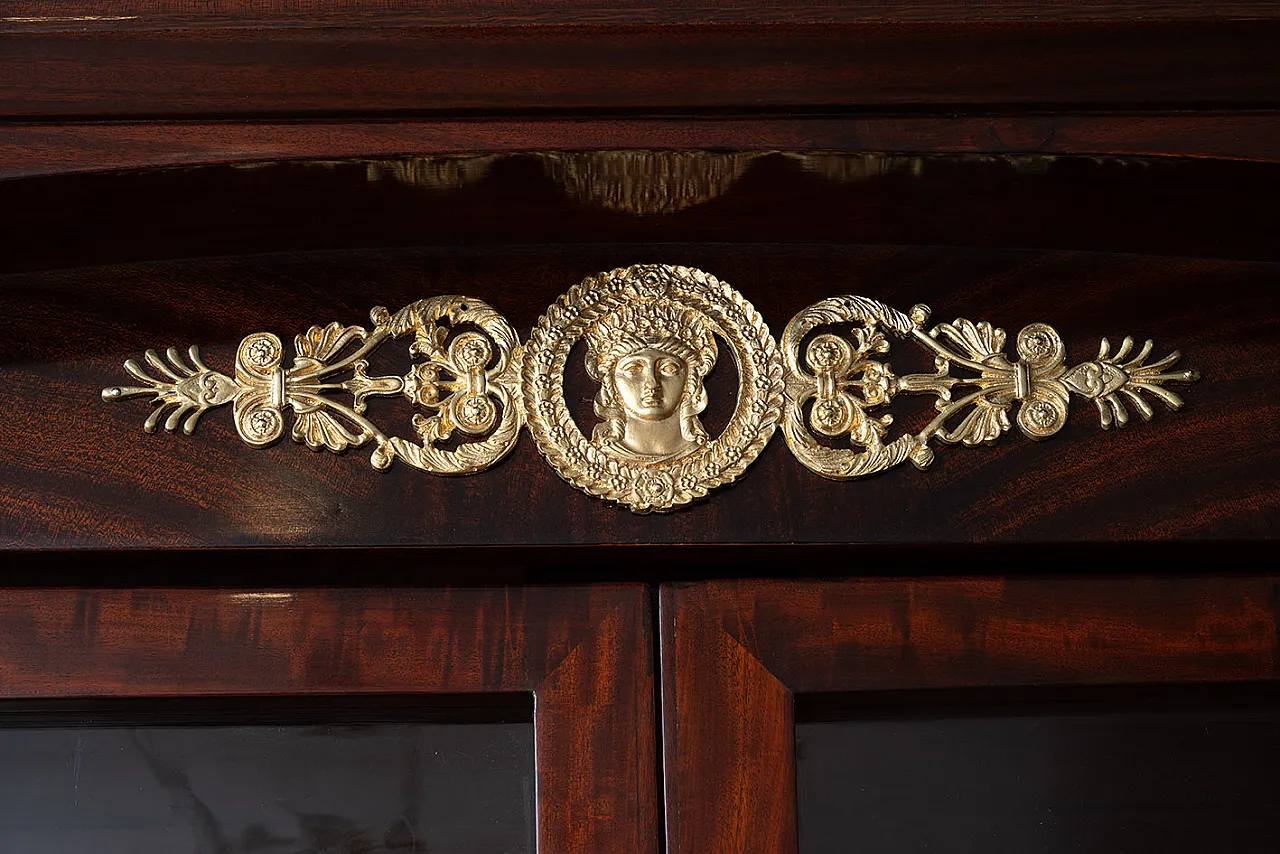 Empire bookcase in mahogany feather and bronze, 19th century 4
