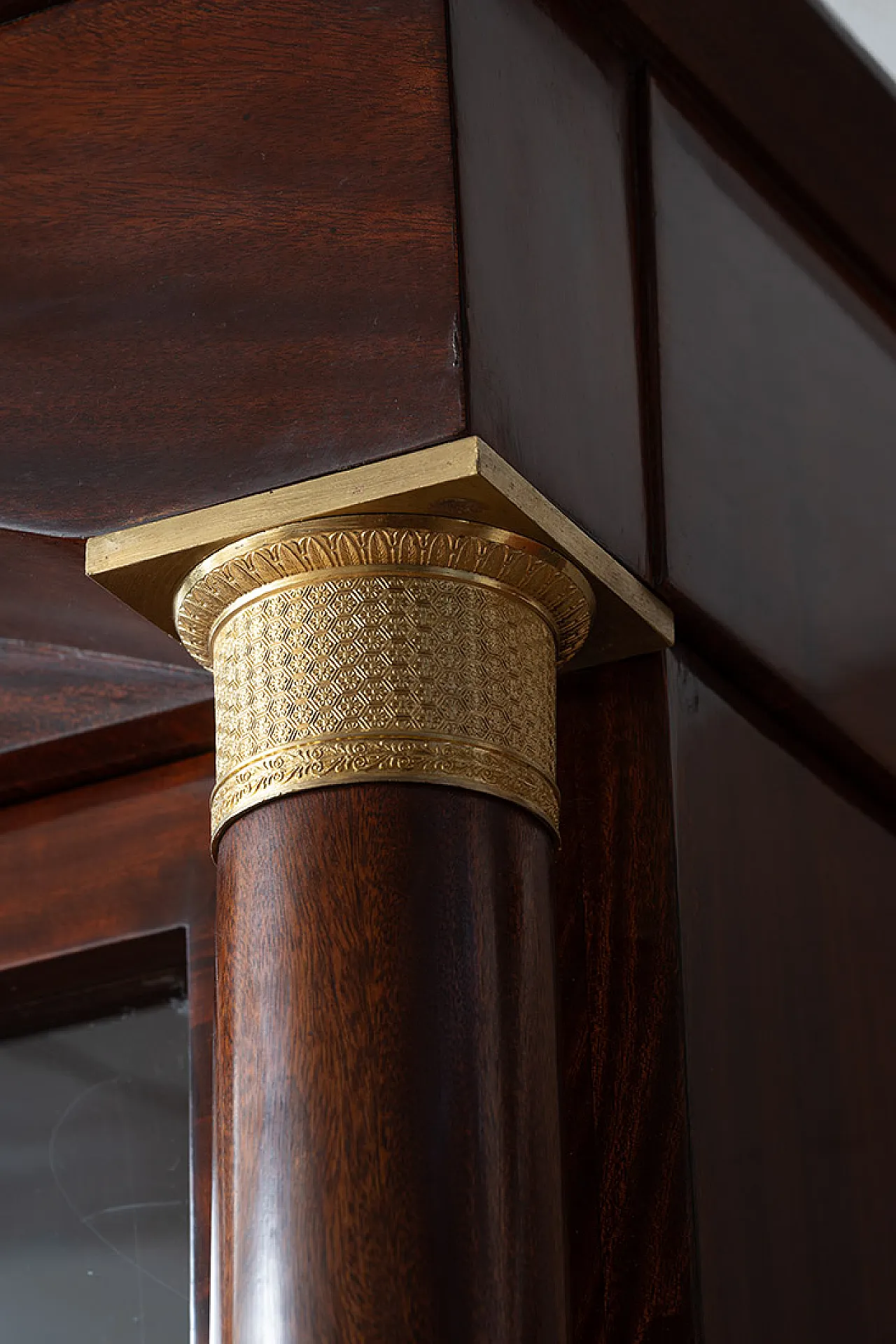 Empire bookcase in mahogany feather and bronze, 19th century 6