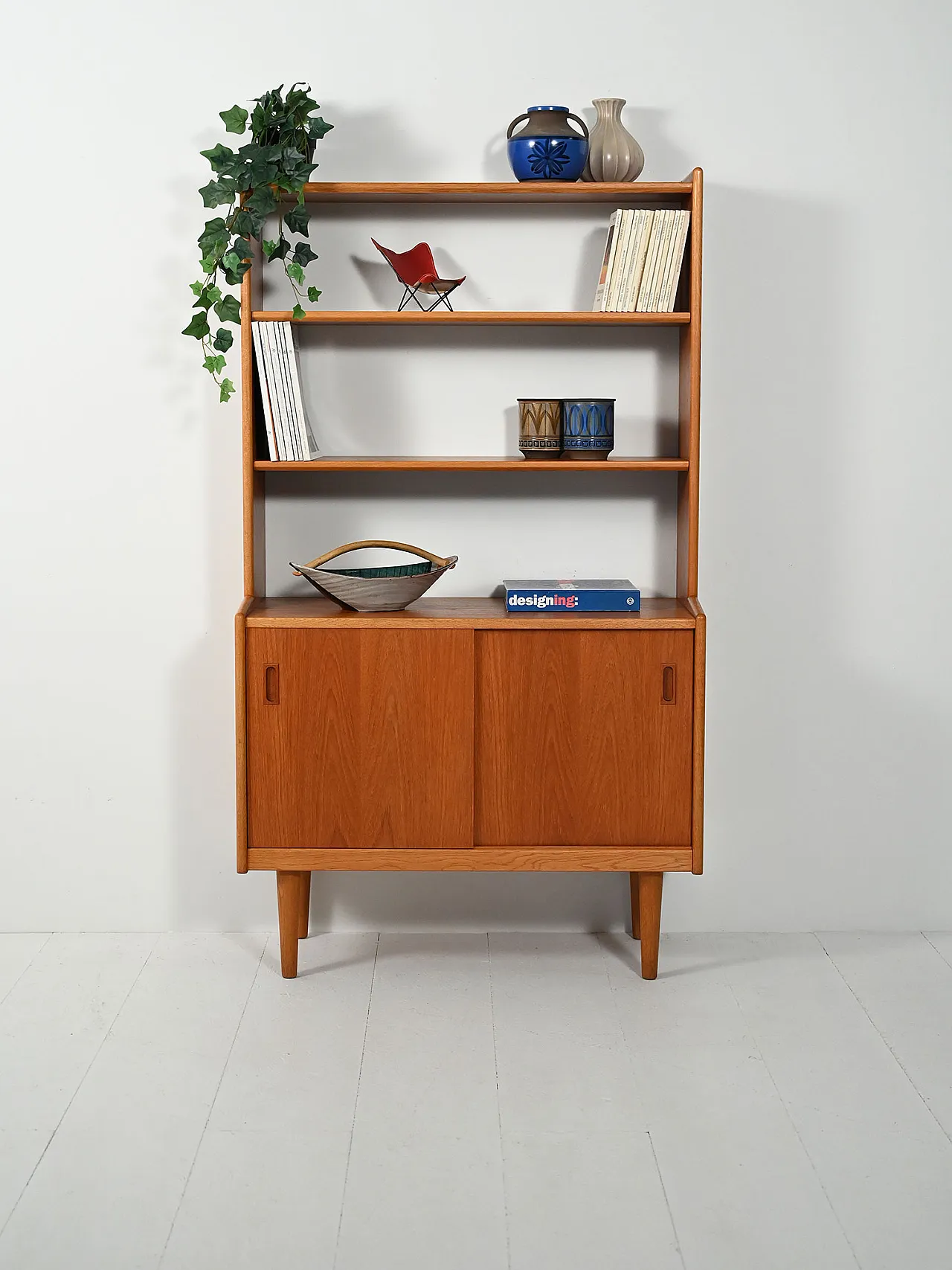 Scandinavian teak bookcase with storage compartment, 1960s 1
