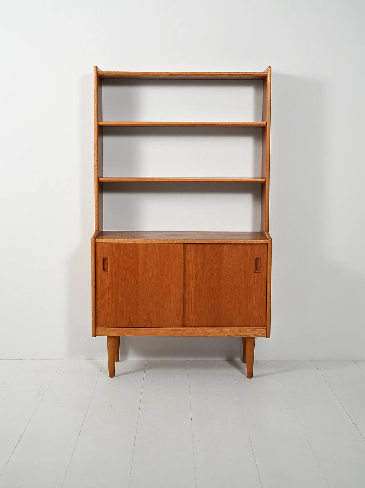 Scandinavian teak bookcase with storage compartment, 1960s 2