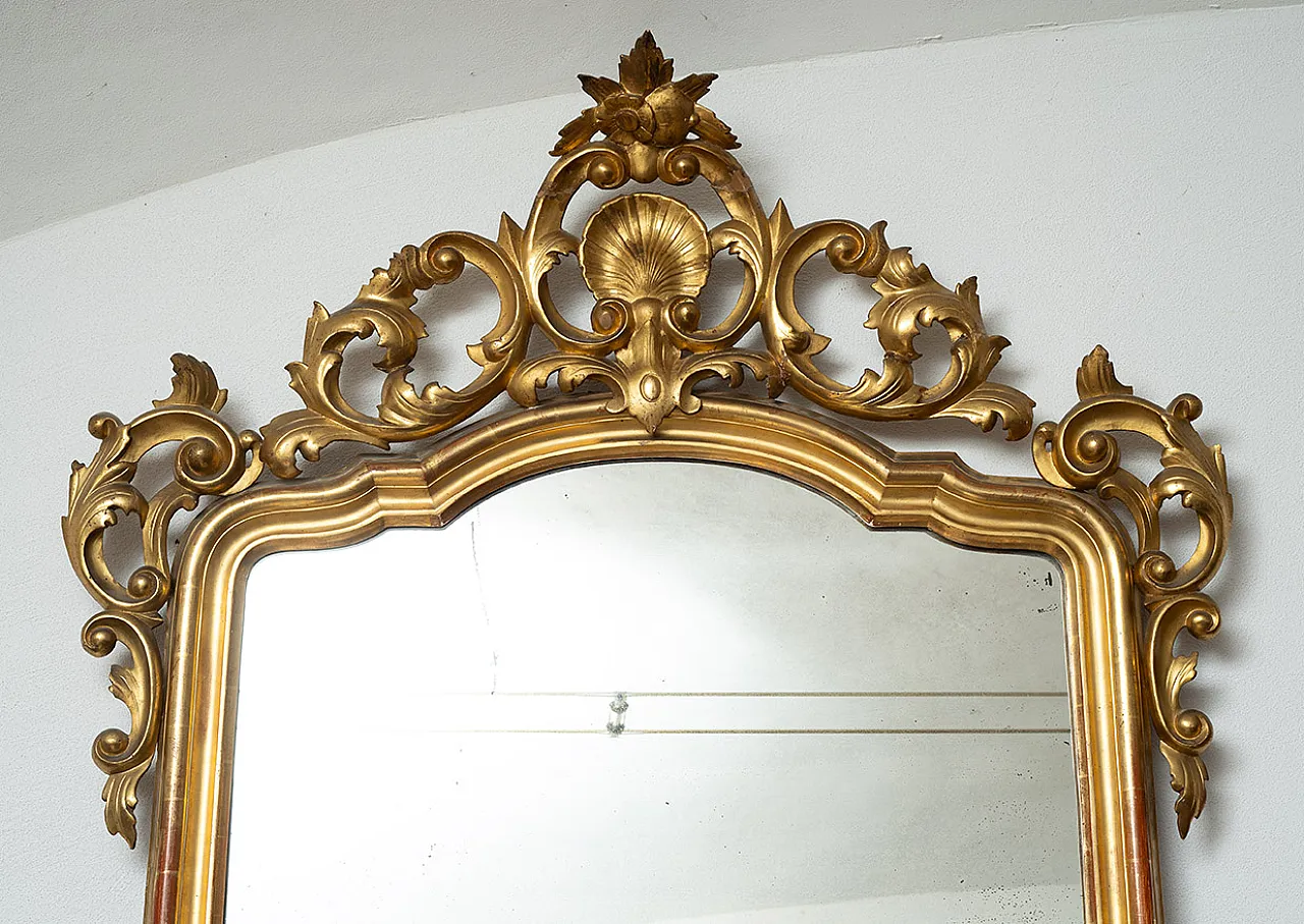 Neapolitan Louis Philippe mirror in gilded & carved wood, 19th century 2