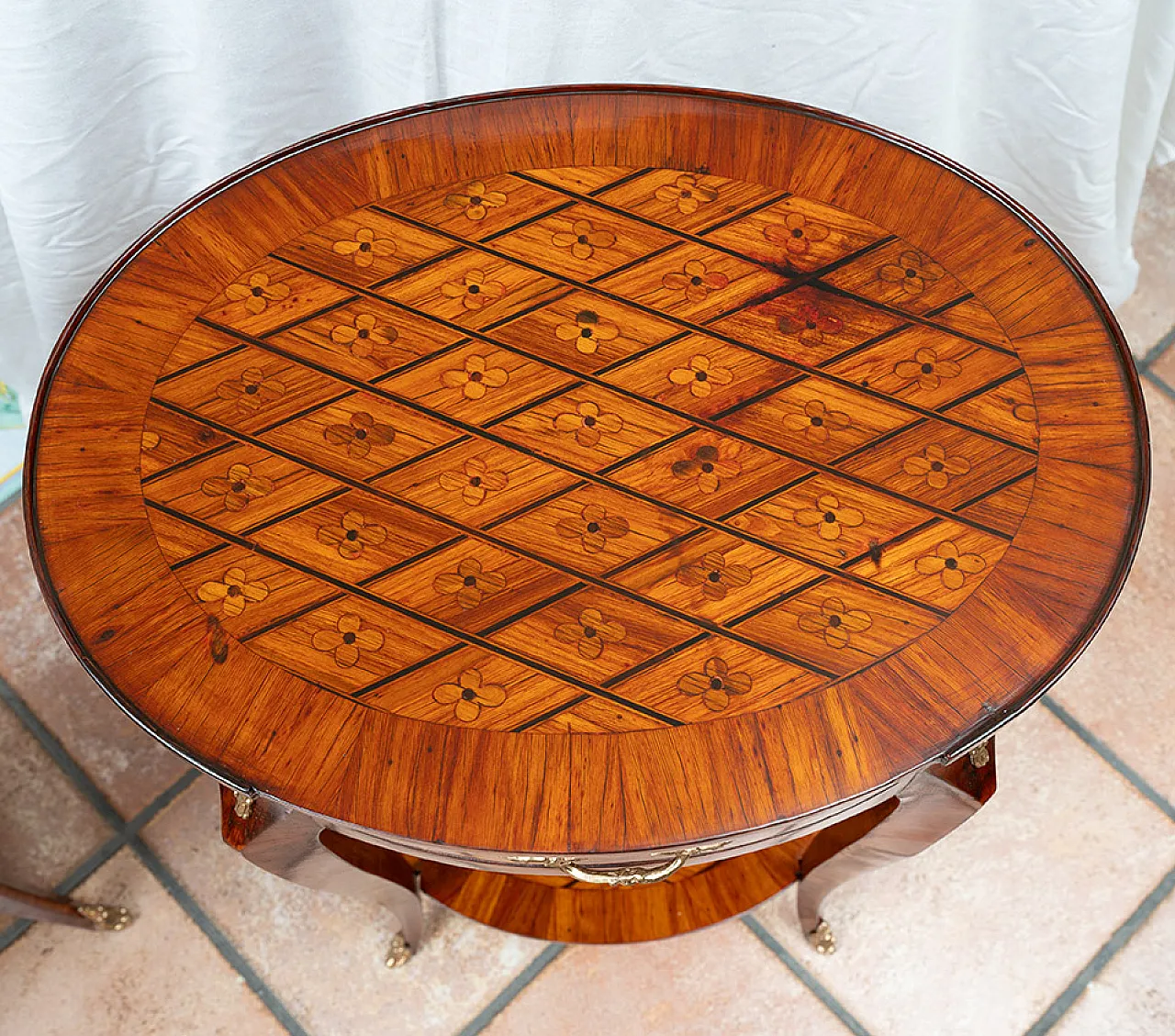 Pair of antique bedside tables in precious exotic woods, 19th century 3