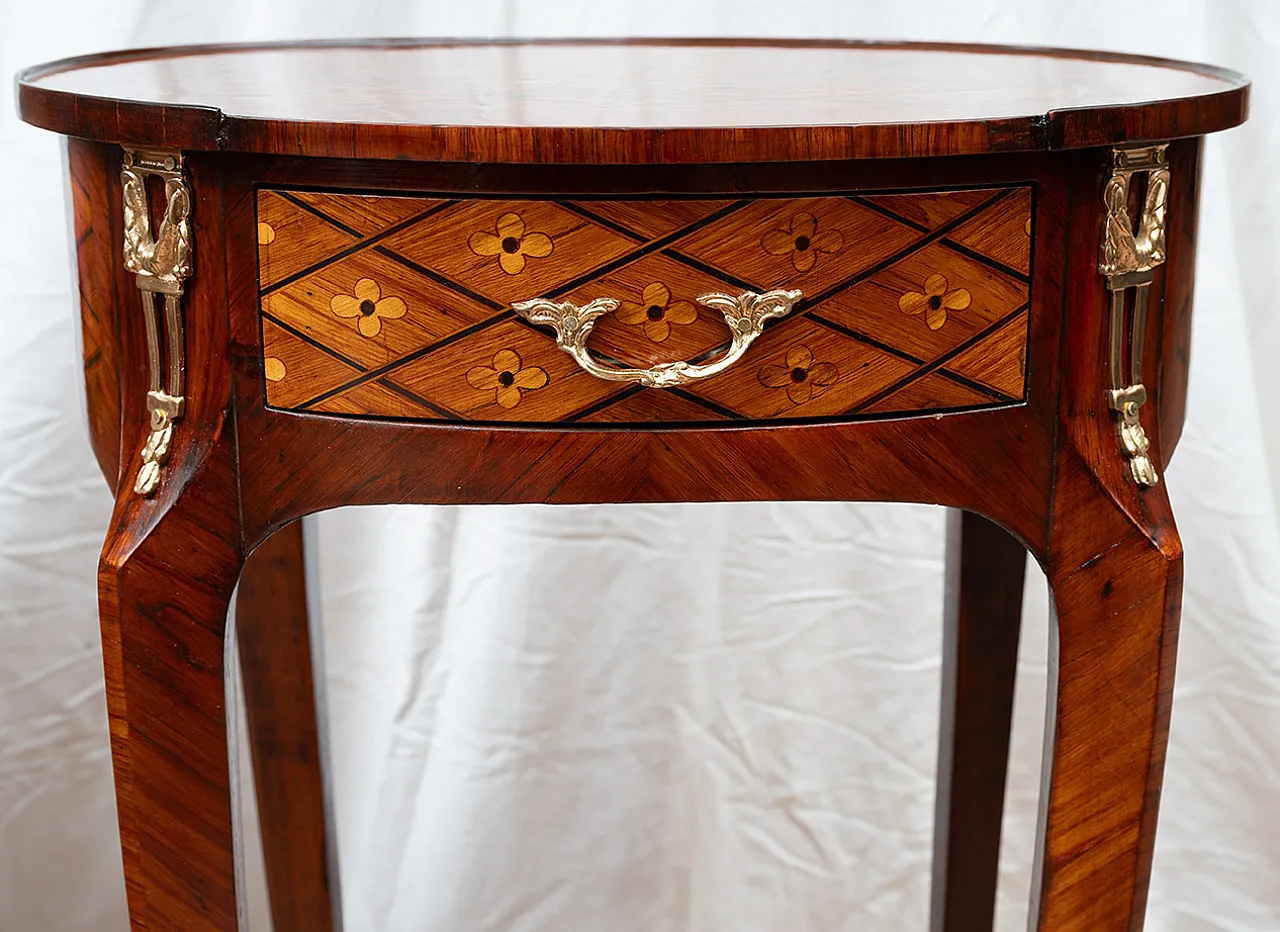Pair of antique bedside tables in precious exotic woods, 19th century 4