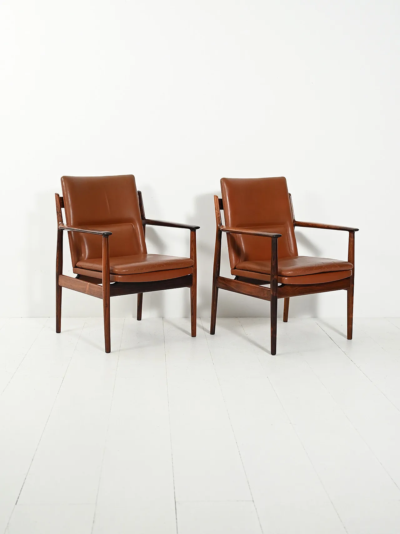 Coppia di poltrone Ark di Arne Vodder in pelle, anni '70 3