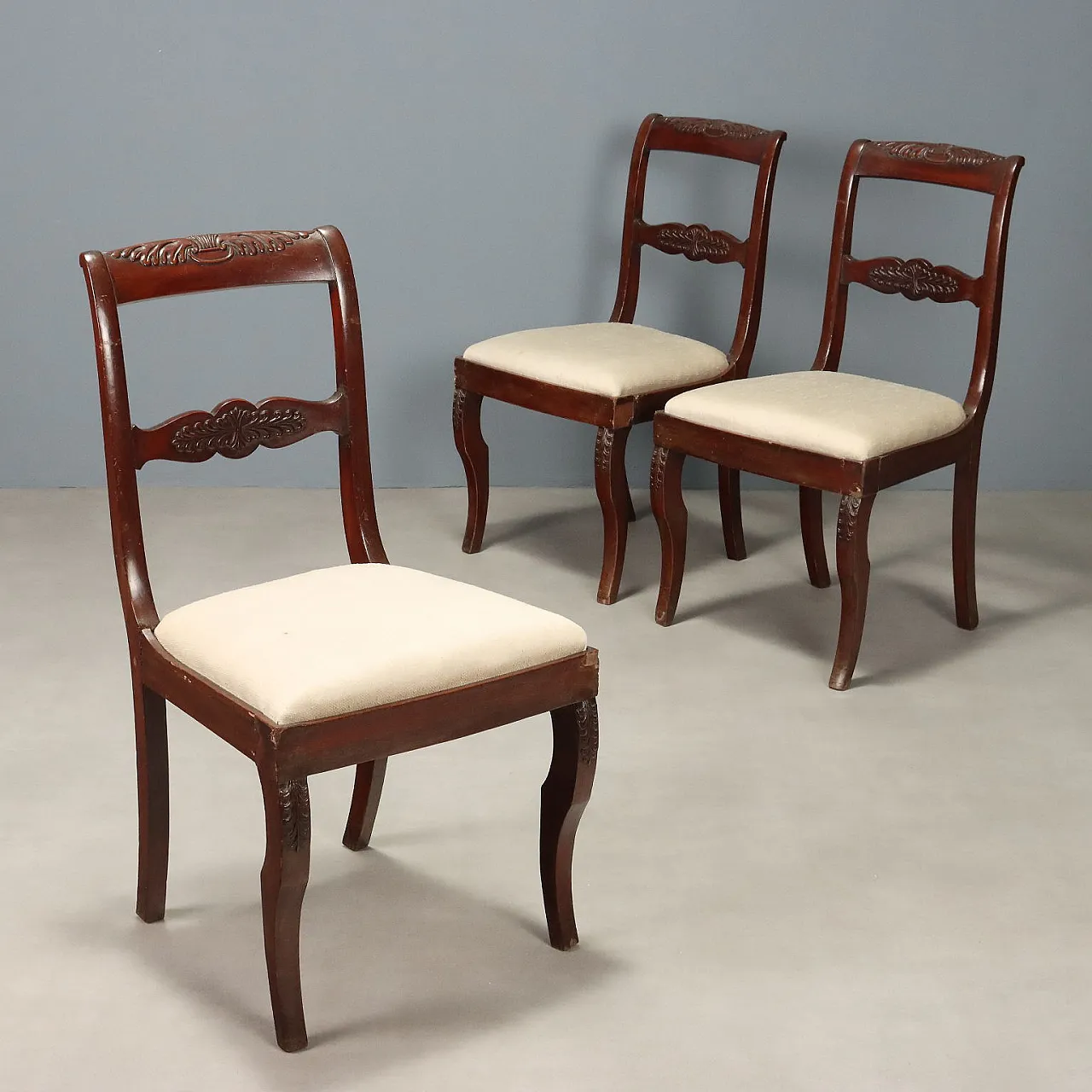 3 Sedie Carlo X in mogano, primo '800 1
