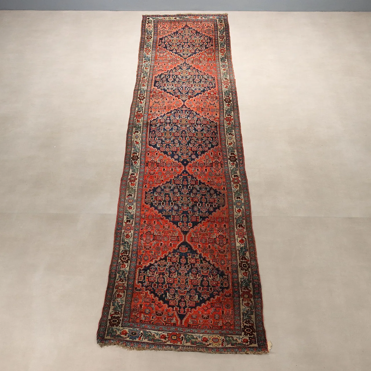 Tappeto Malayer in cotone e lana, nodo grosso, fatto a mano, '900 3