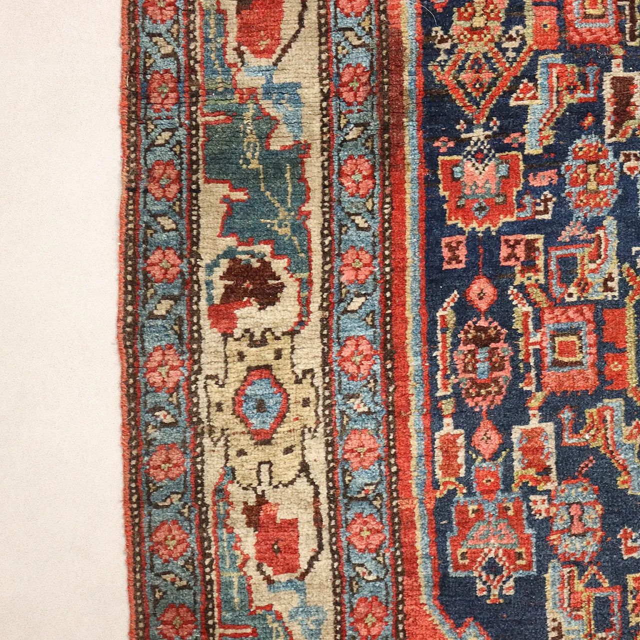 Tappeto Malayer in cotone e lana, nodo grosso, fatto a mano, '900 6