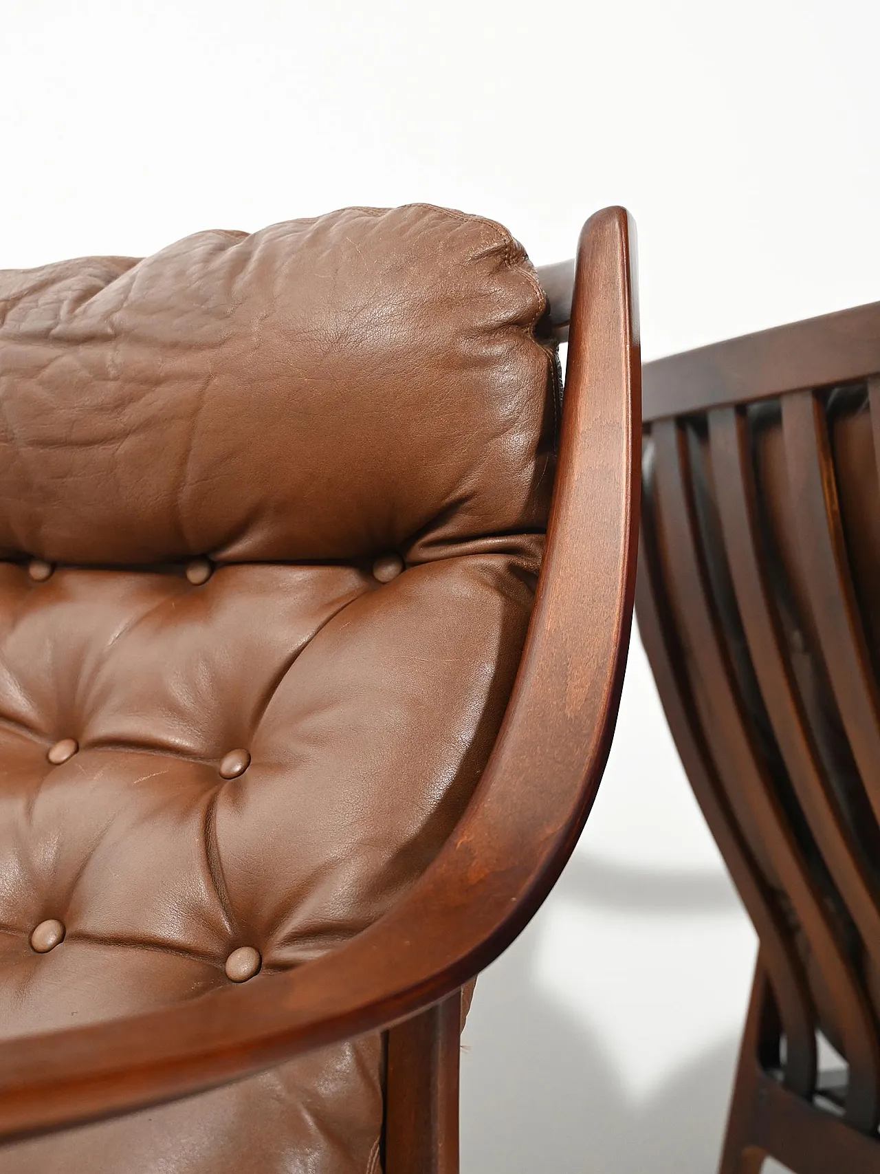 Coppia di poltrone danesi di JM Birking in pelle marrone, anni '60 8